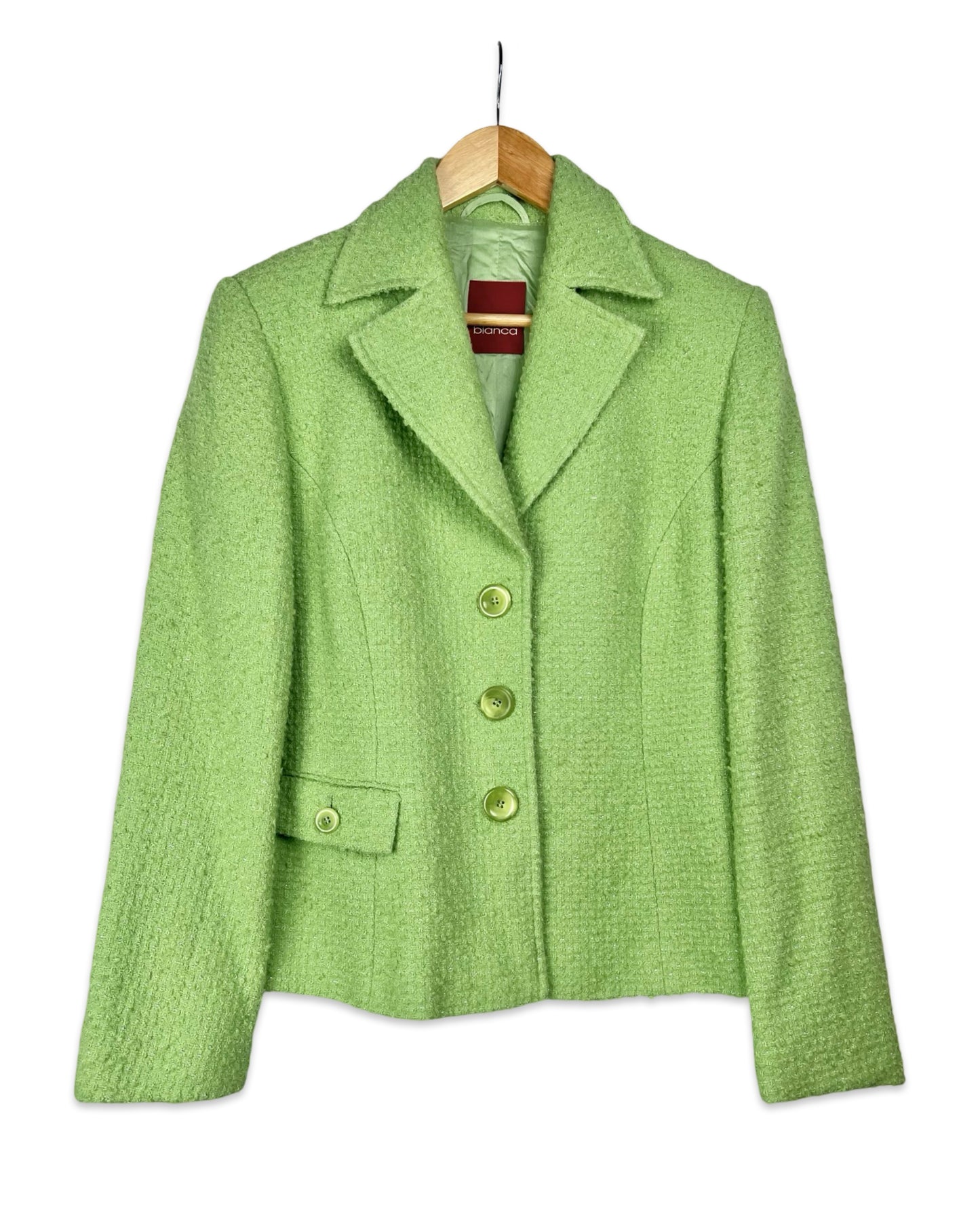 Vintage groene bouclé blazer - M/L