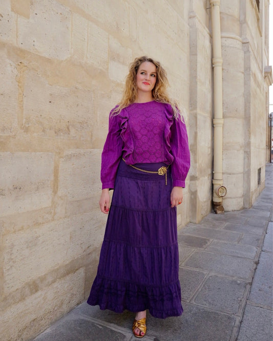 Bohemian vintage maxirok met stroken - L