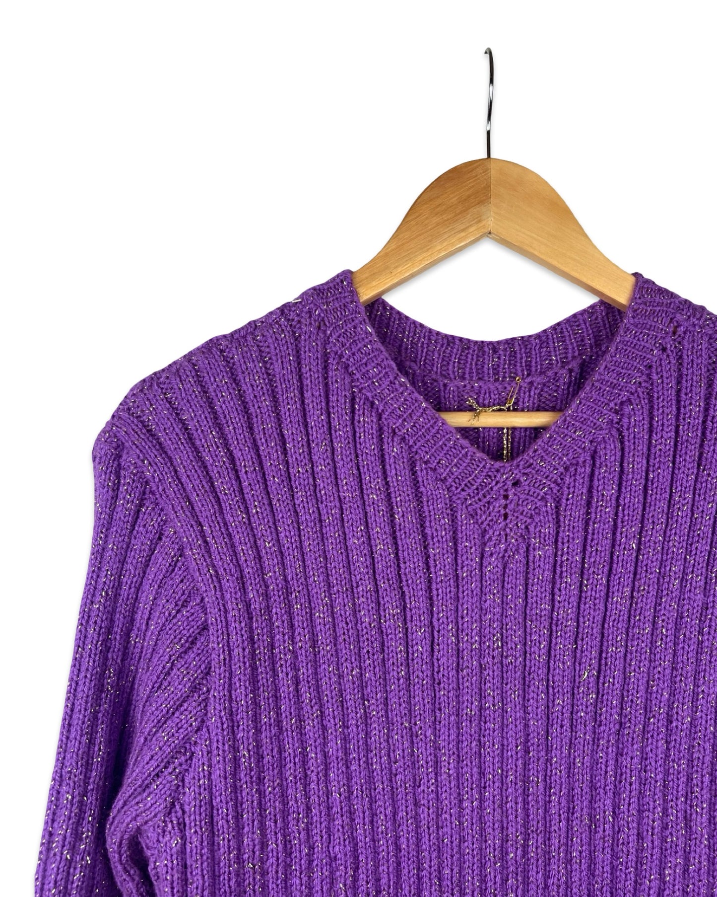 Vintage gebreide paarse jurk - L