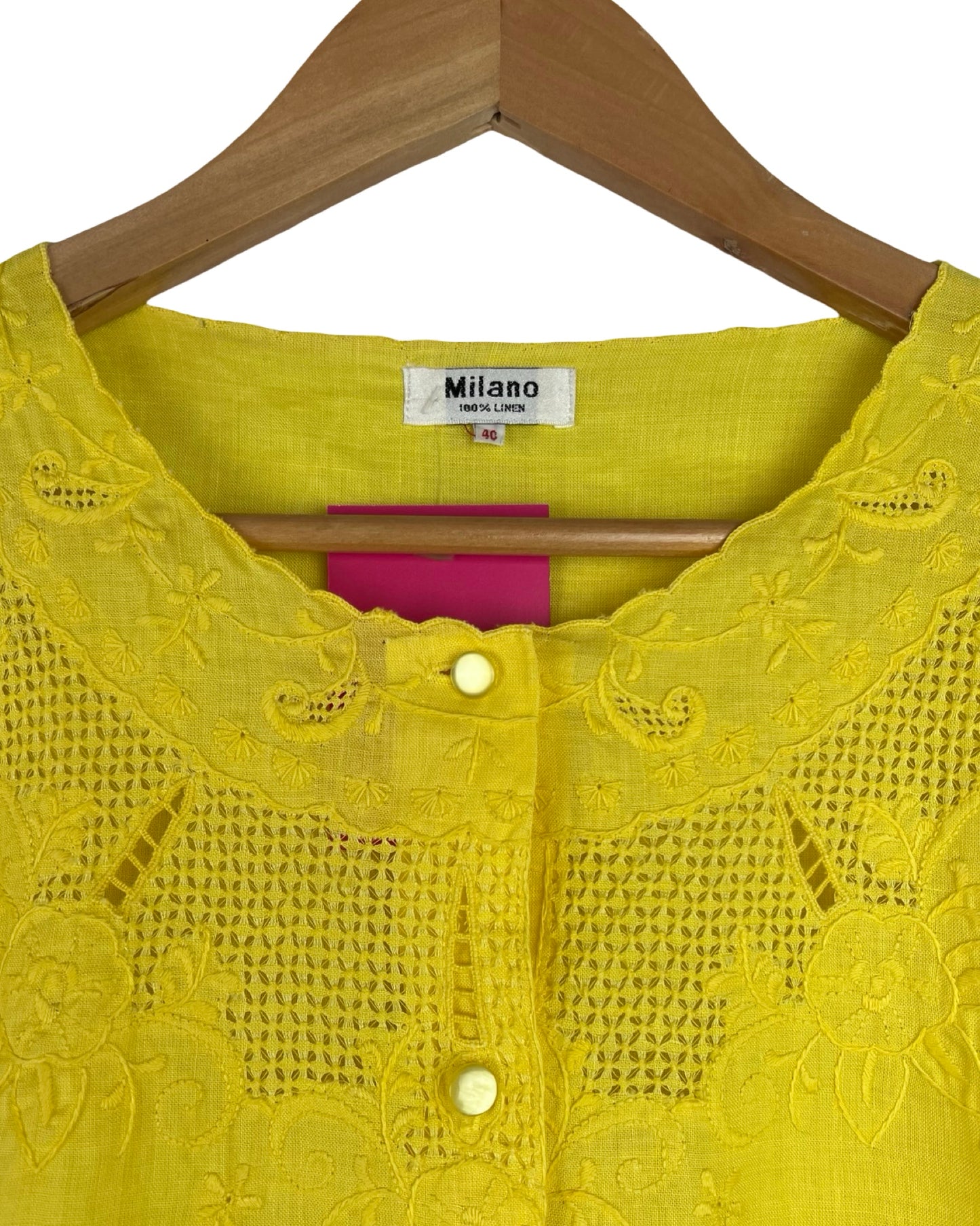 Opengewerkte vintage linnen blouse - S/M