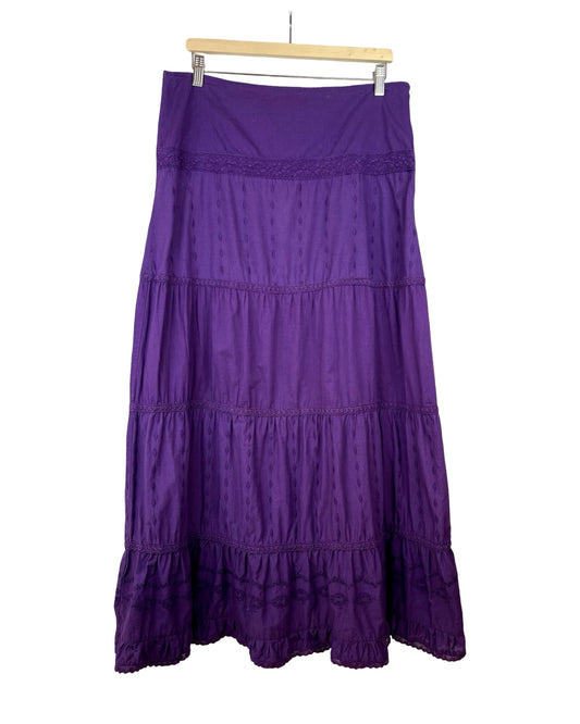 Bohemian vintage maxirok met stroken - L