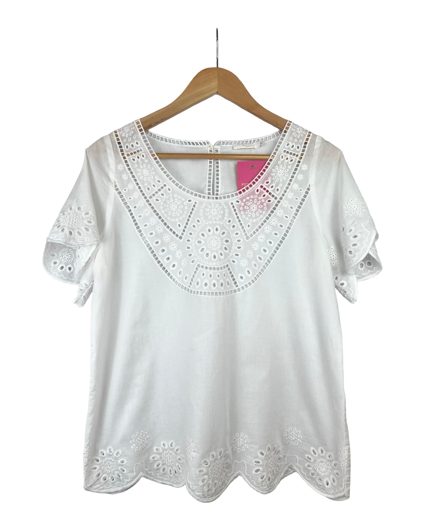 Witte broderie blouse - S/M