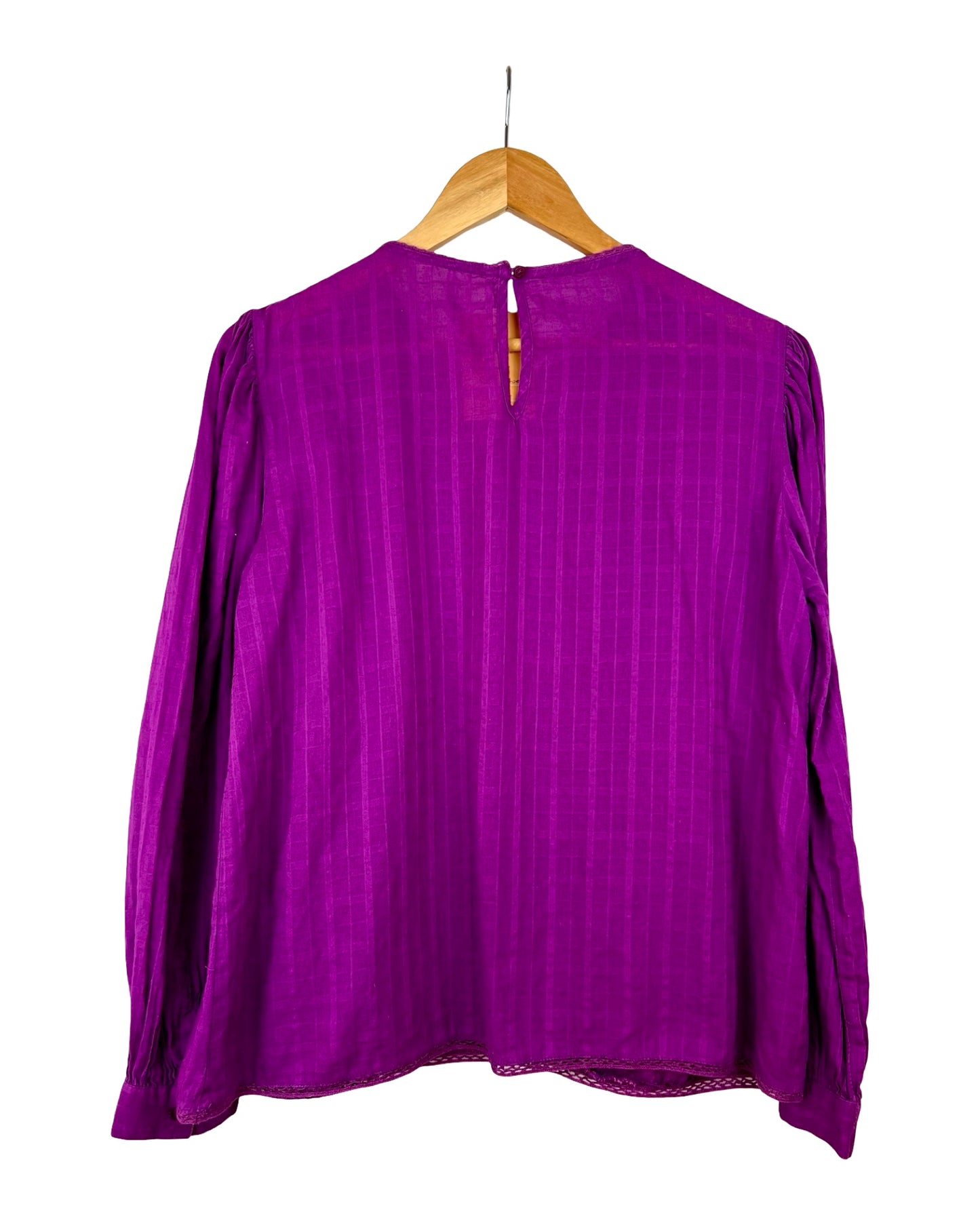 Paarse bohemian broderie blouse met ruches - L