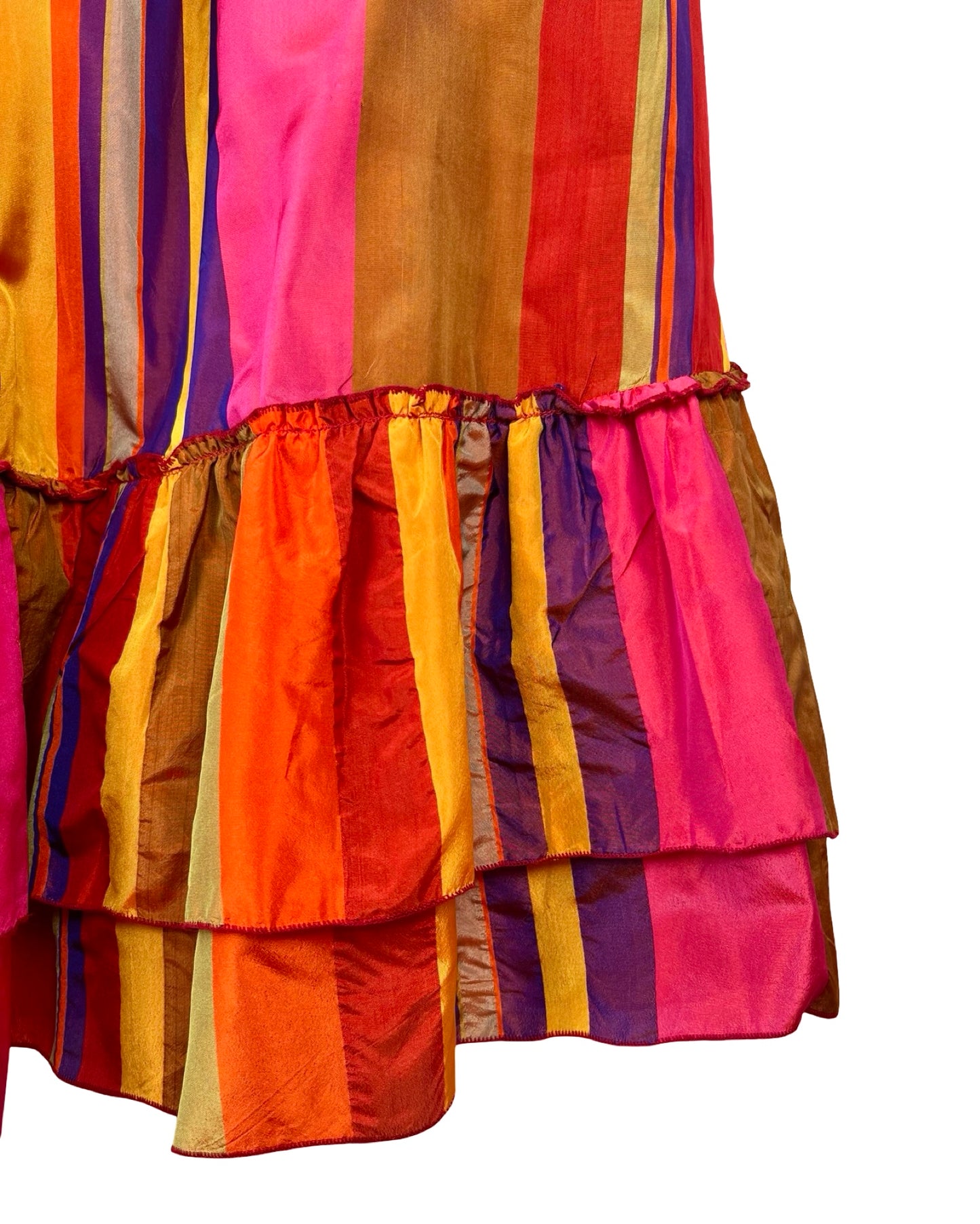 Vintage kleurrijke midirok met strepen - M