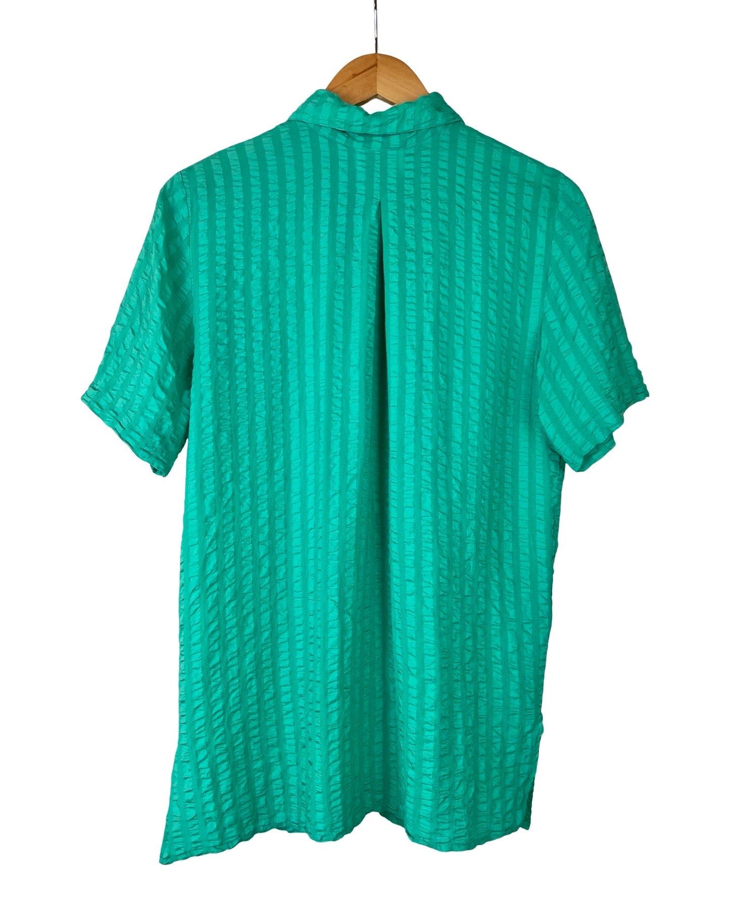 Turquoise zijden vintage blouse - S/M