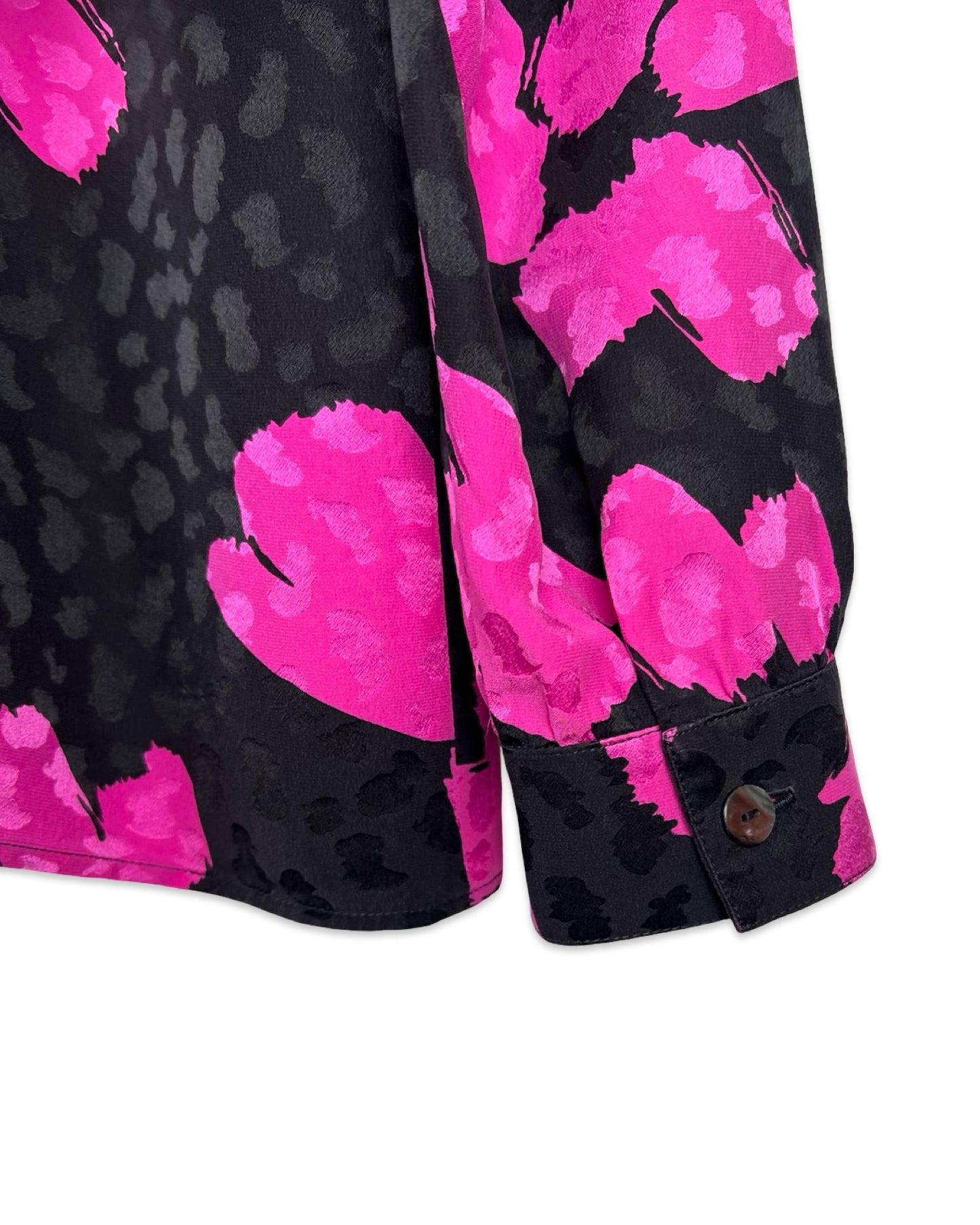 Zijden vintage blouse met bloemen - M/L