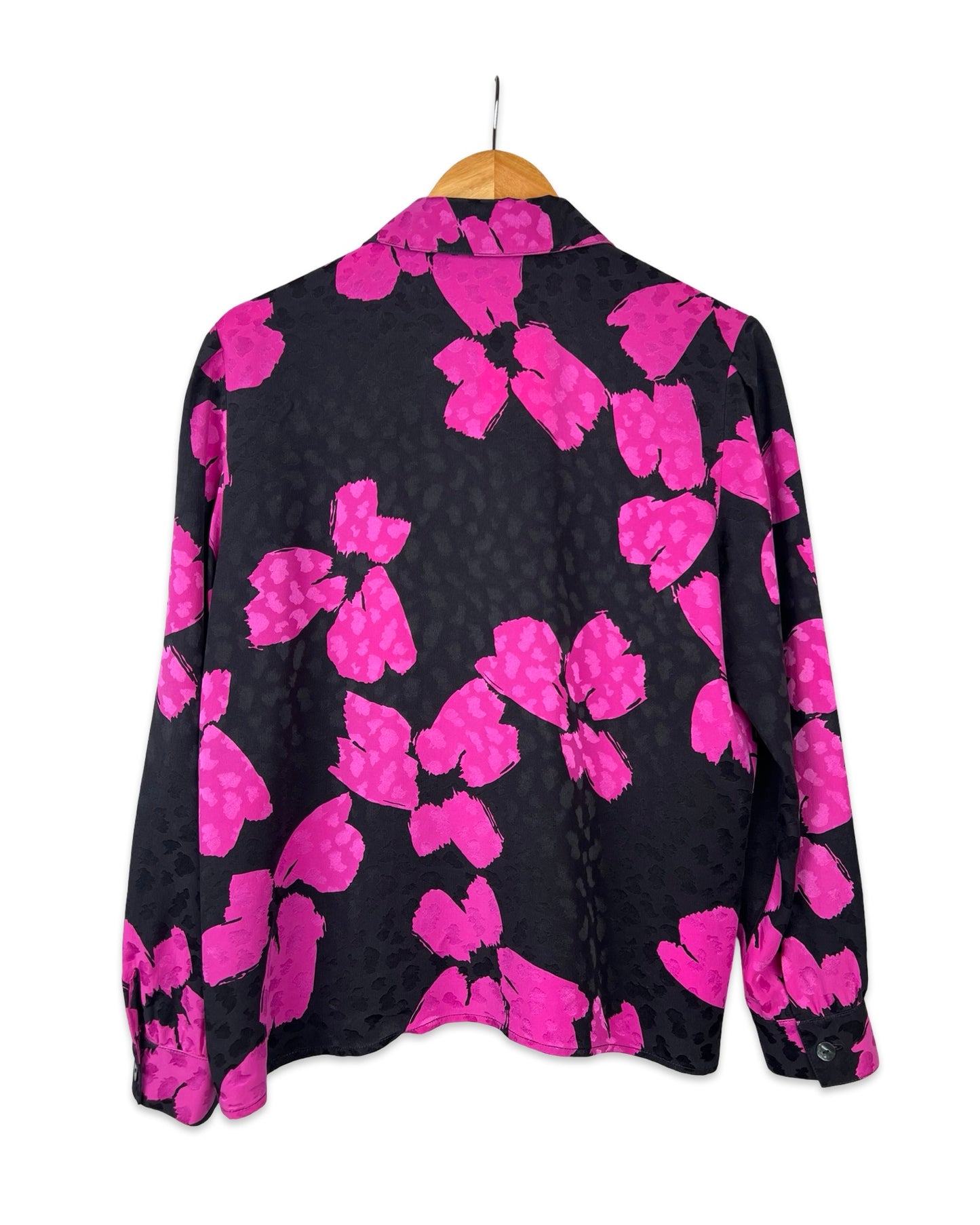 Zijden vintage blouse met bloemen - M/L