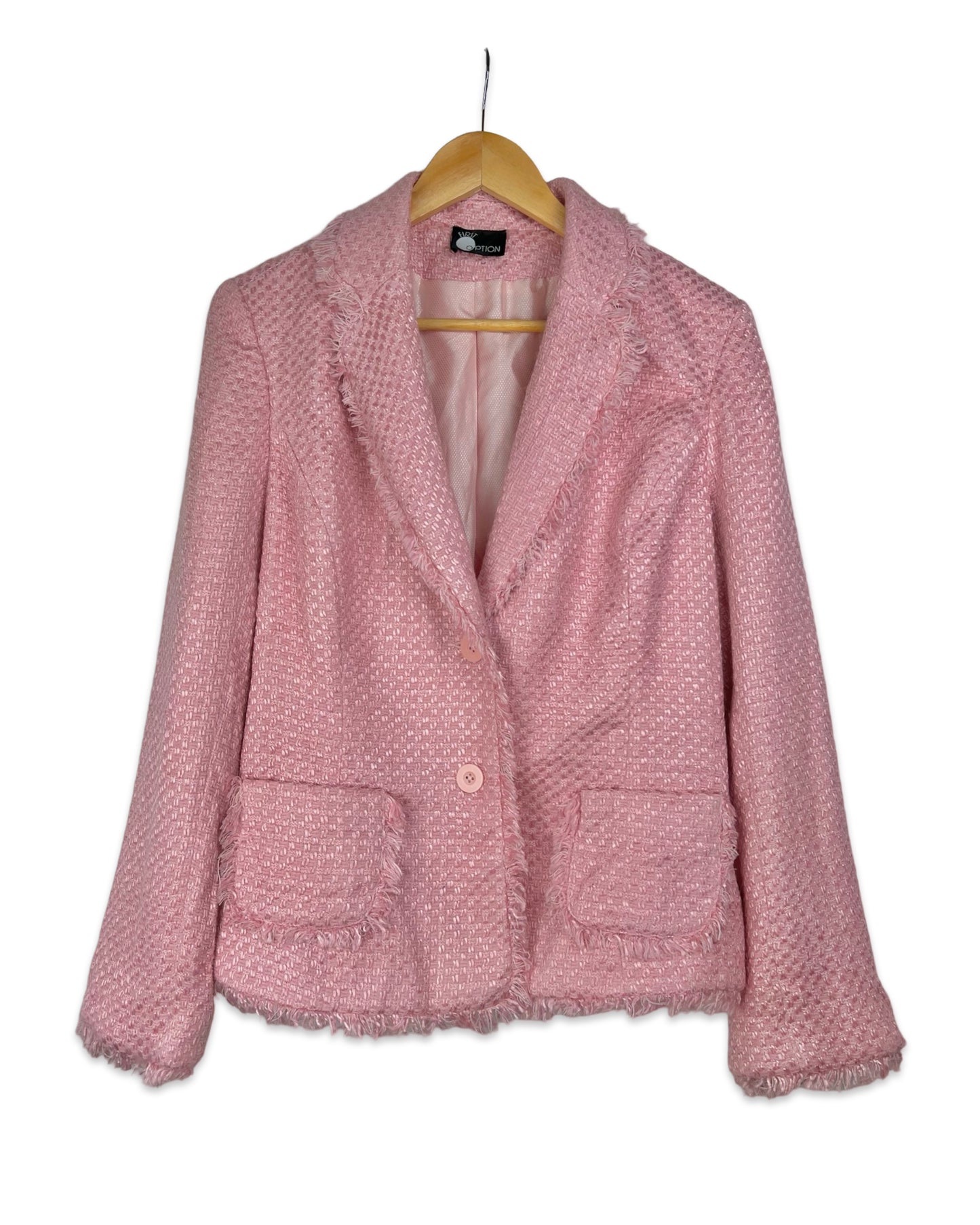 Roze bouclé blazer - L