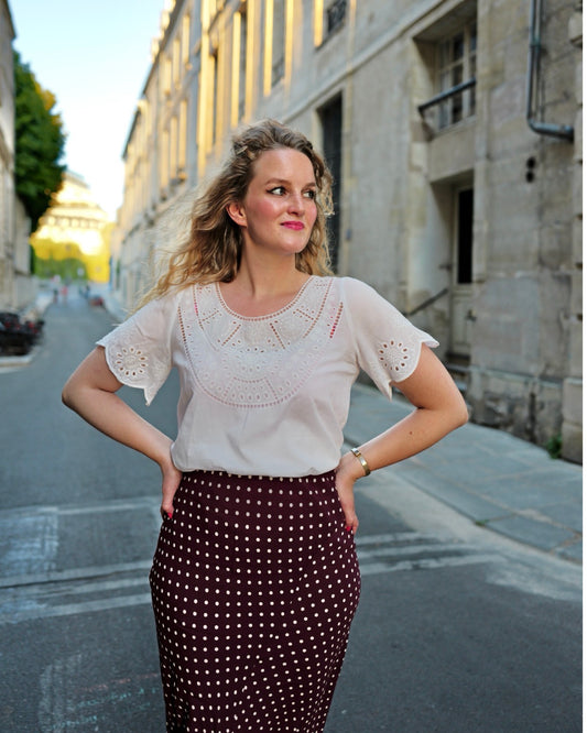 White embroidered blouse - S/M