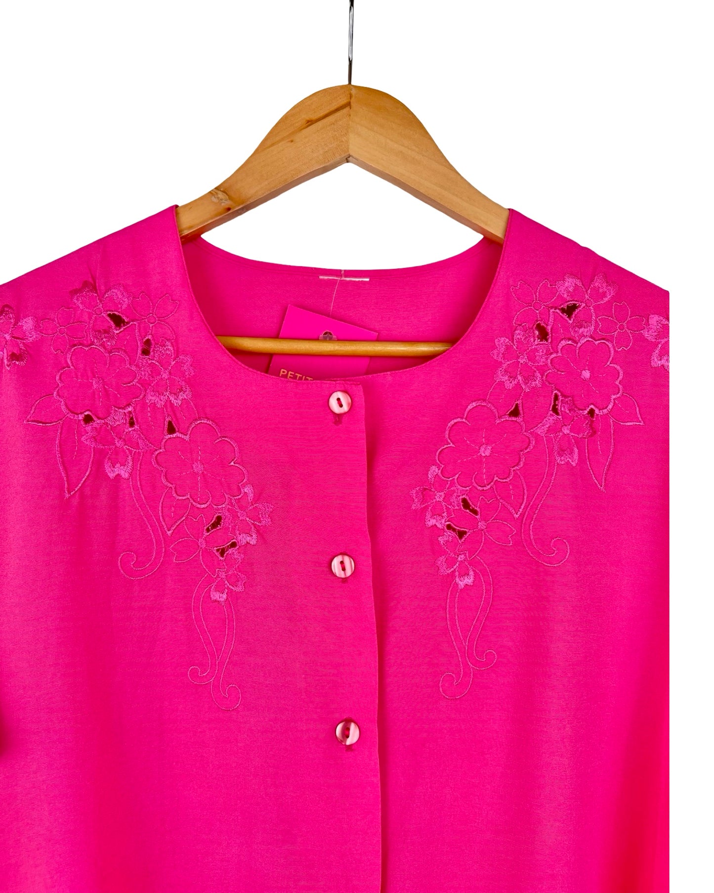 Vintage felroze opengewerkte blouse - L