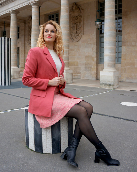 Roze wollen blazer - S