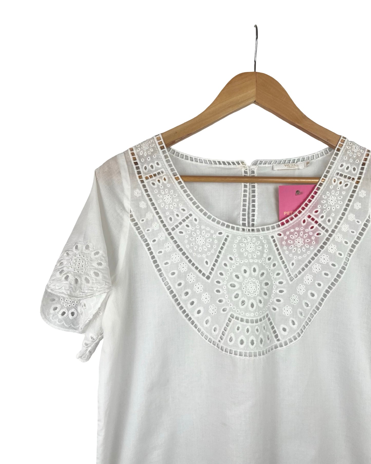 Witte broderie blouse - S/M