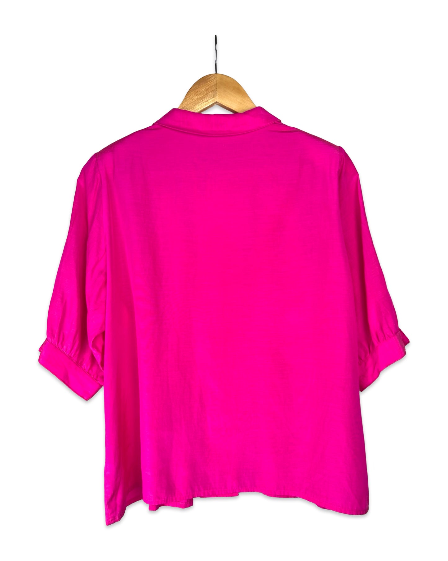 Felroze blouse met pofmouw - M