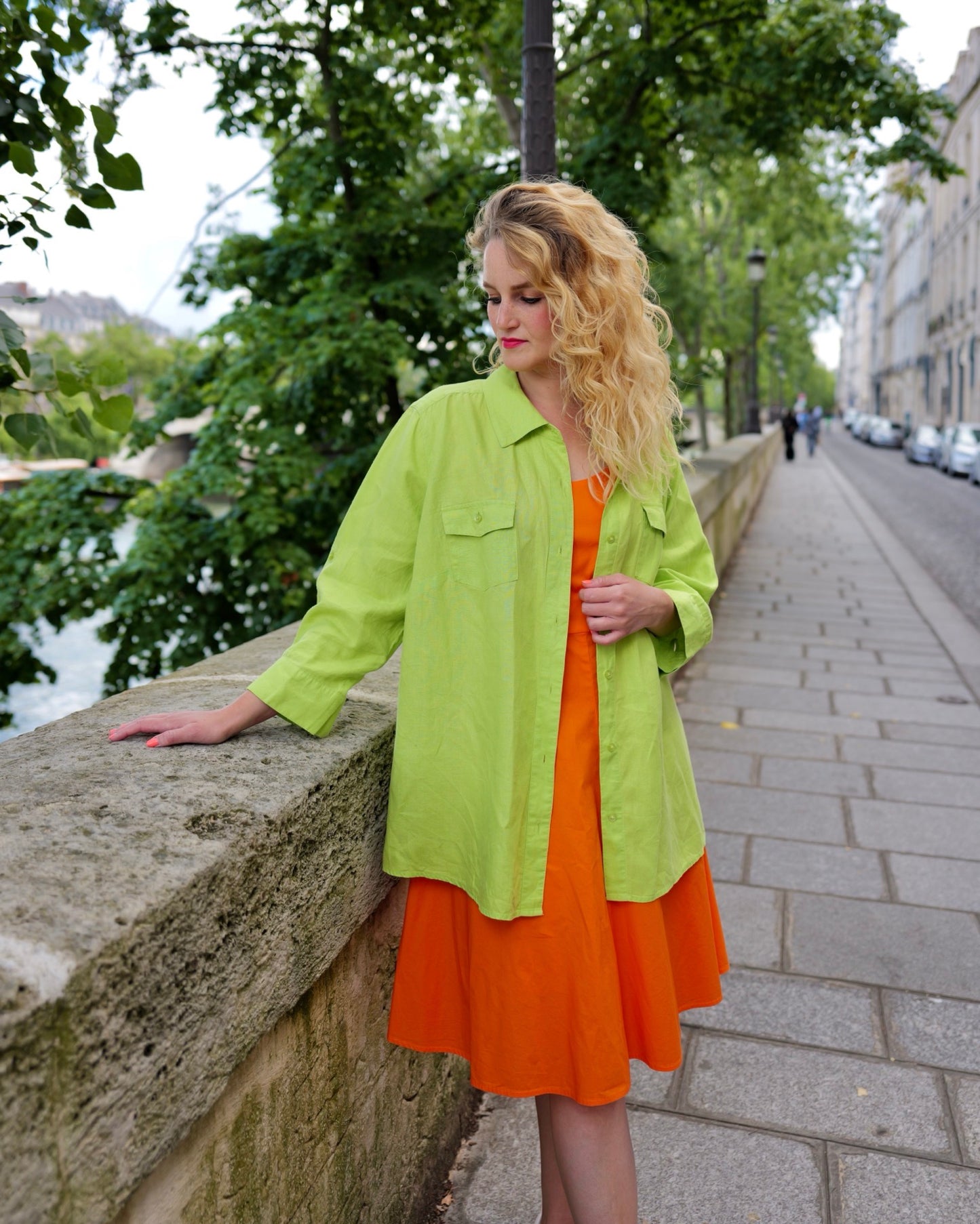 Groene linnen blouse - XL