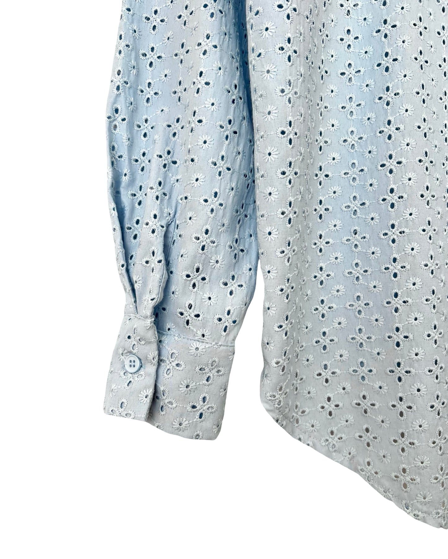 Babyblauwe broderie blouse - M