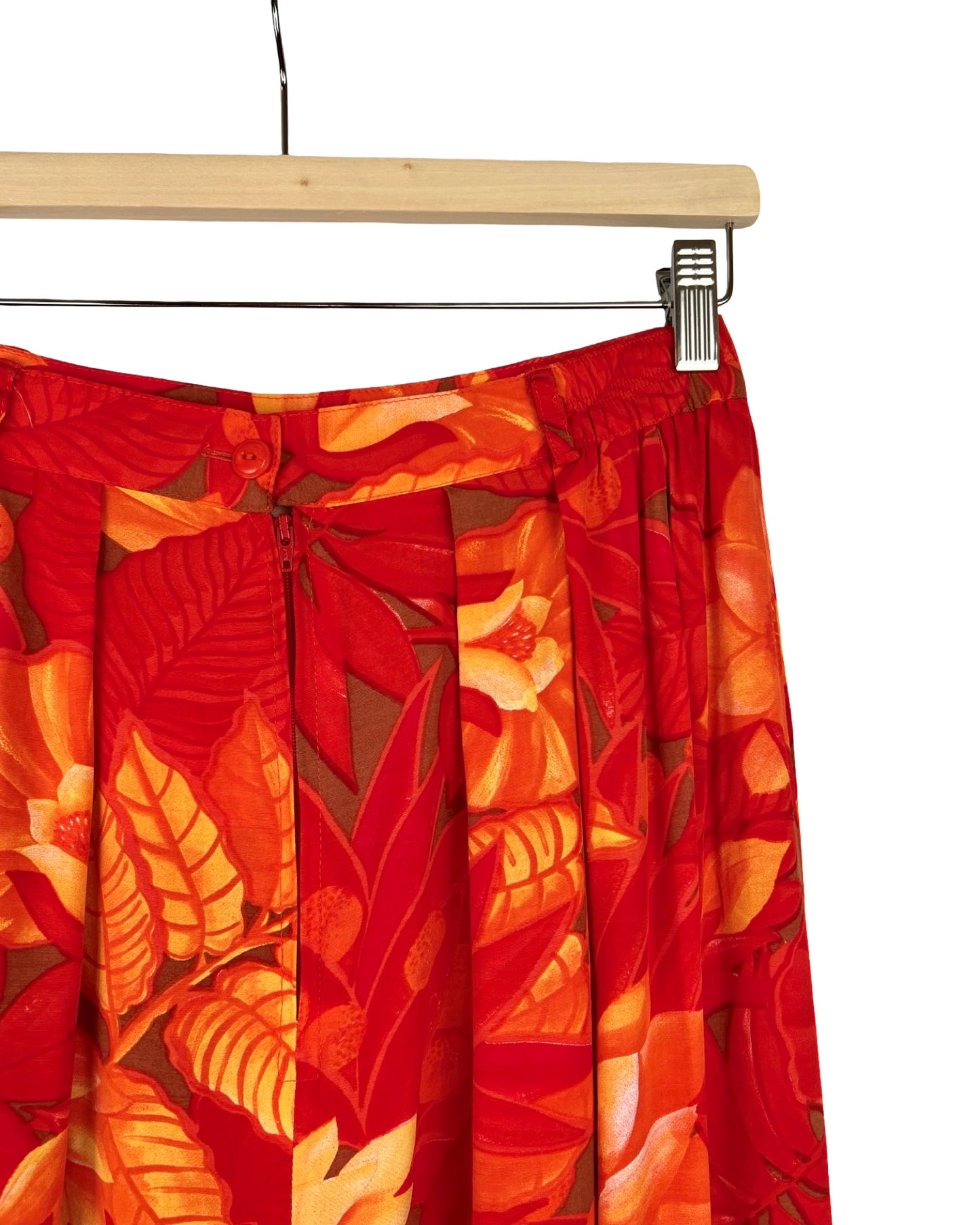 Vintage viscose midirok met bloemen - M