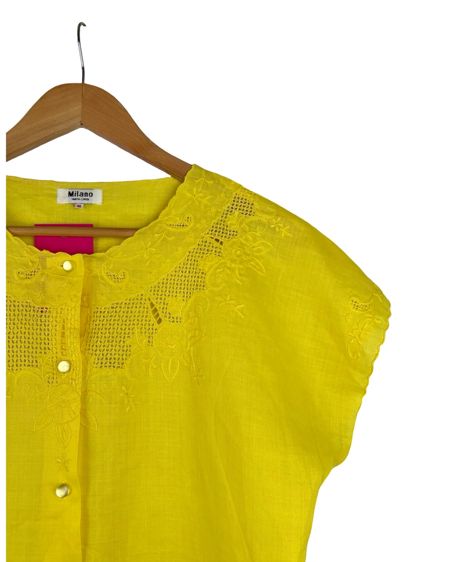 Opengewerkte vintage linnen blouse - S/M