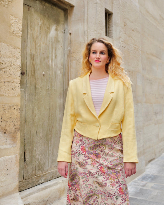 Pastel gele blazer - L