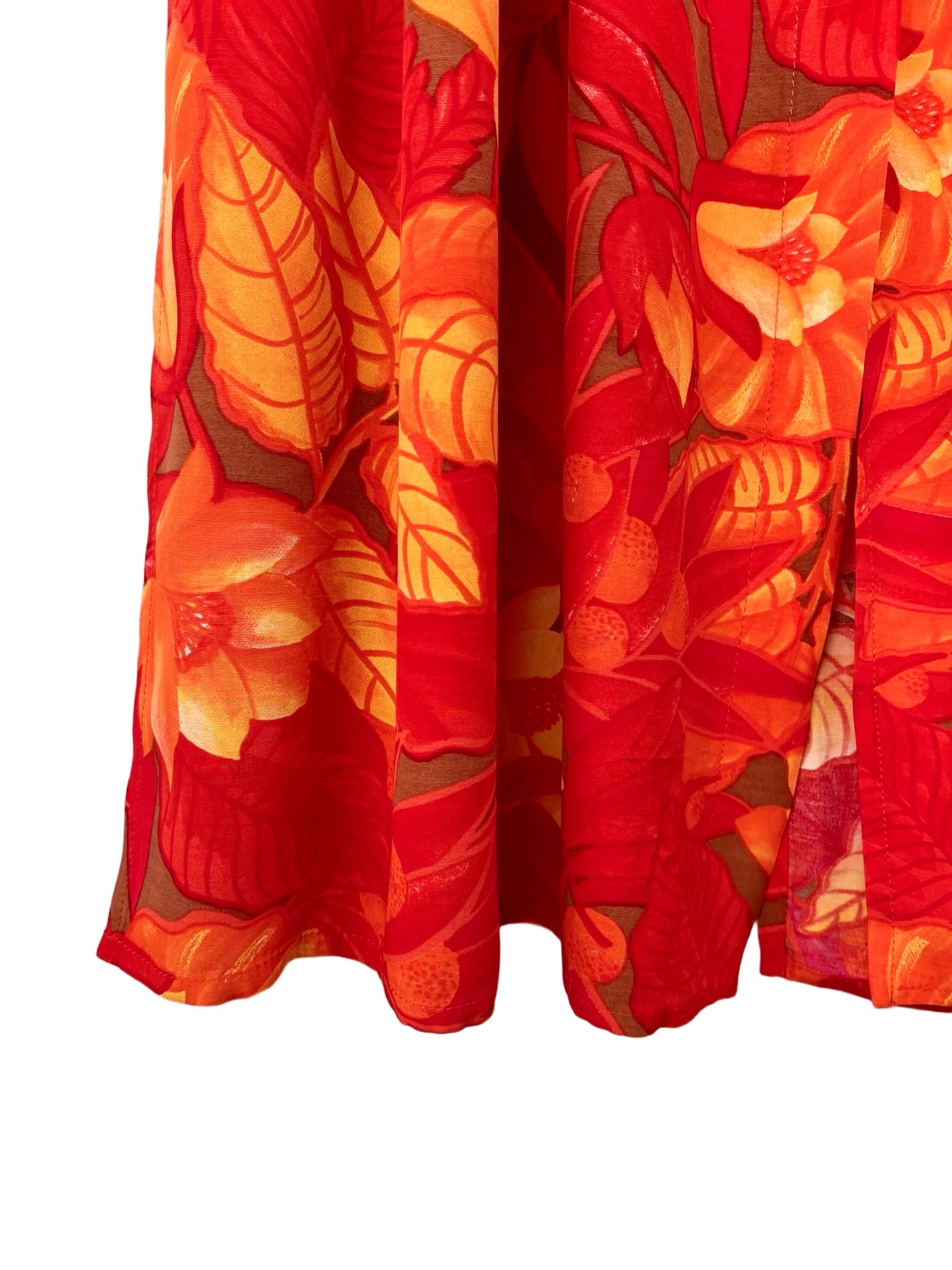 Vintage viscose midirok met bloemen - M