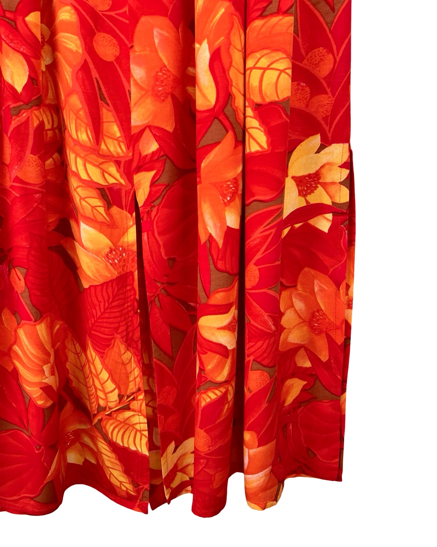 Vintage viscose midirok met bloemen - M