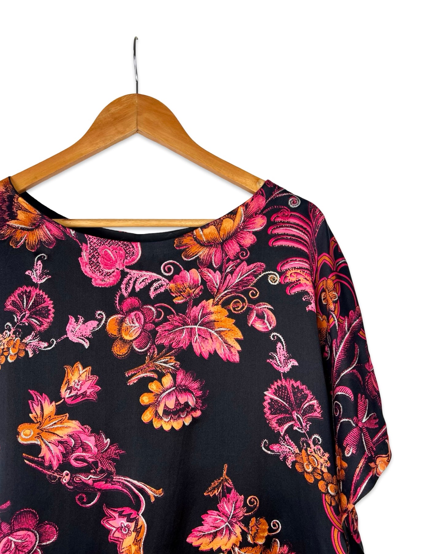 Zijden top met bloemen - XL