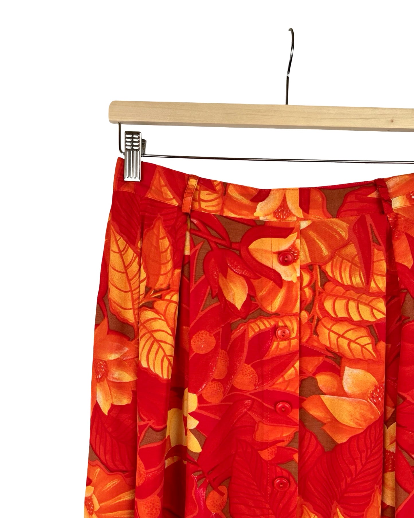 Vintage viscose midirok met bloemen - M