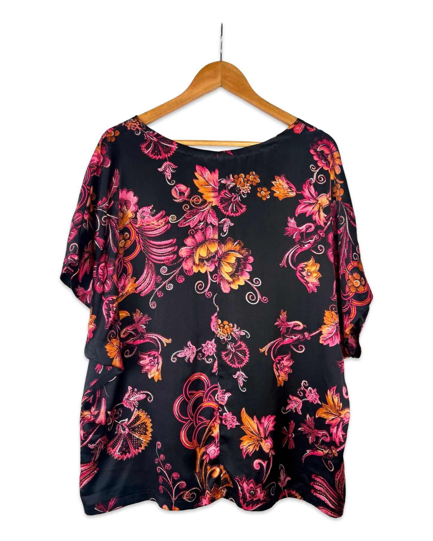 Zijden top met bloemen - XL