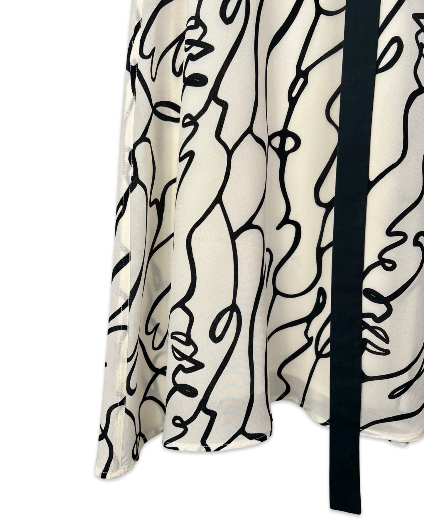 Zijden midirok met abstracte print - M