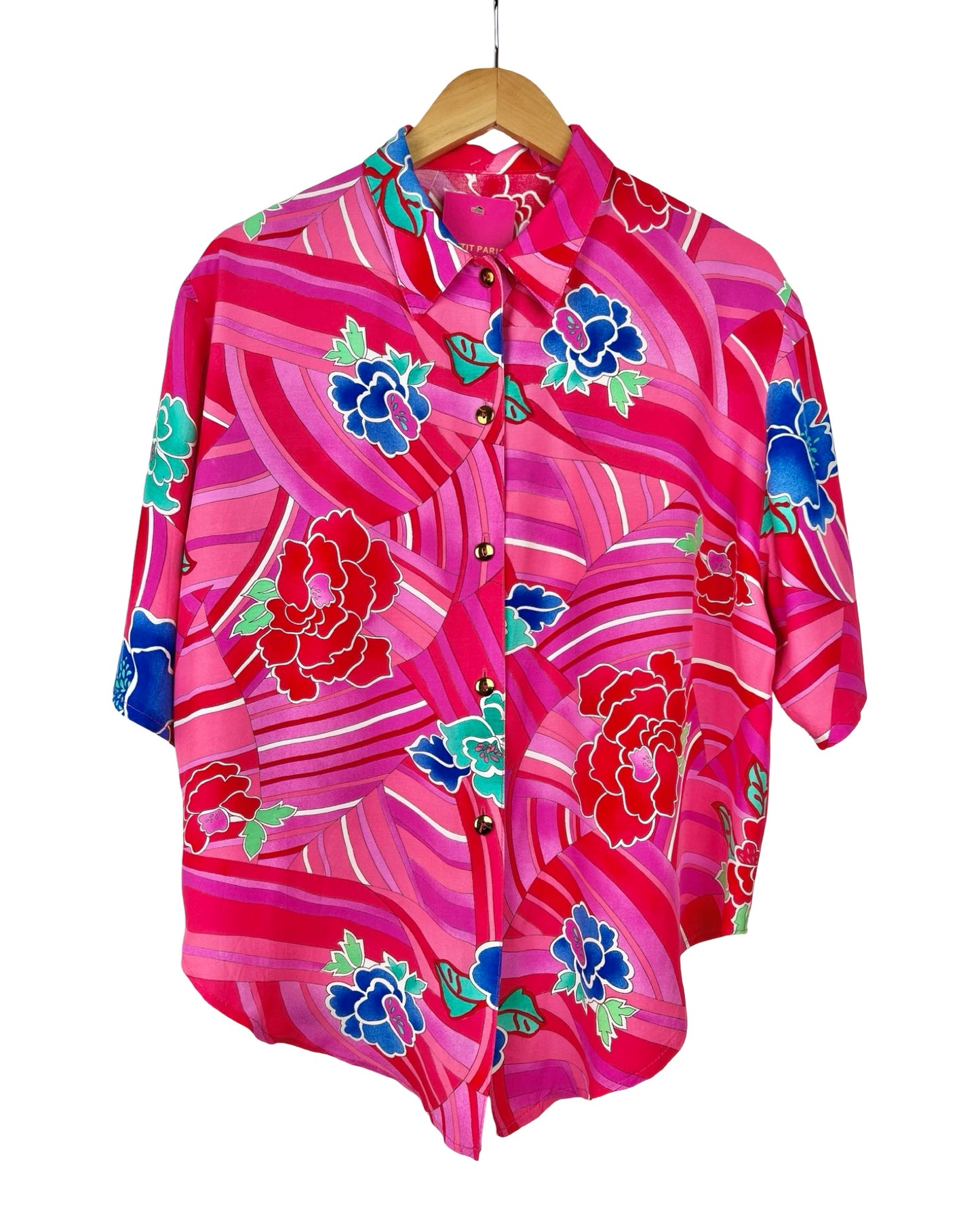 Vintage blouse met fantasie print - XL