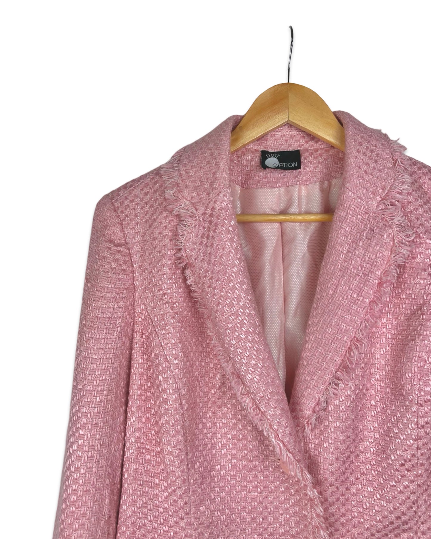 Roze bouclé blazer - L