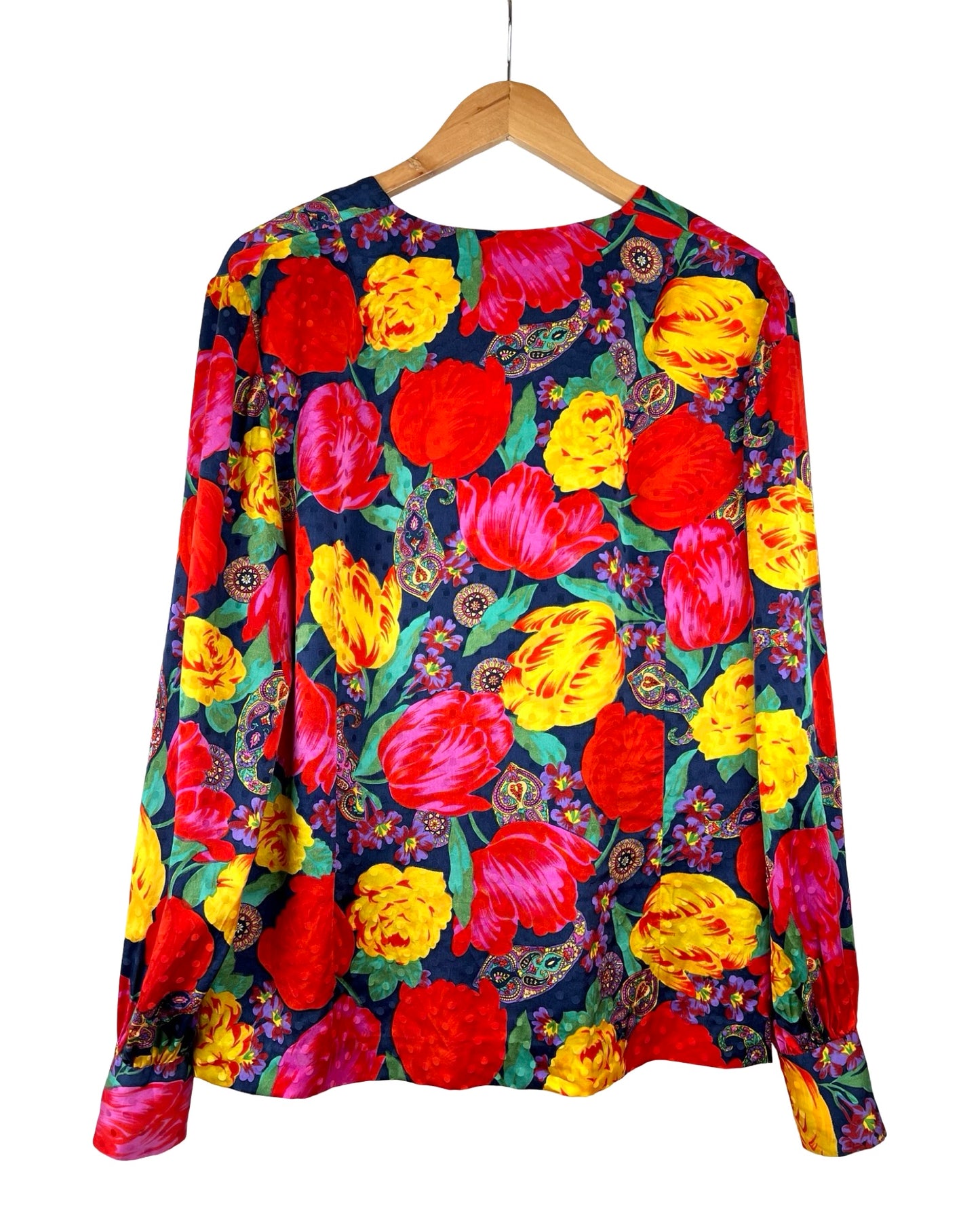Vintage zijden bloemen blouse - L
