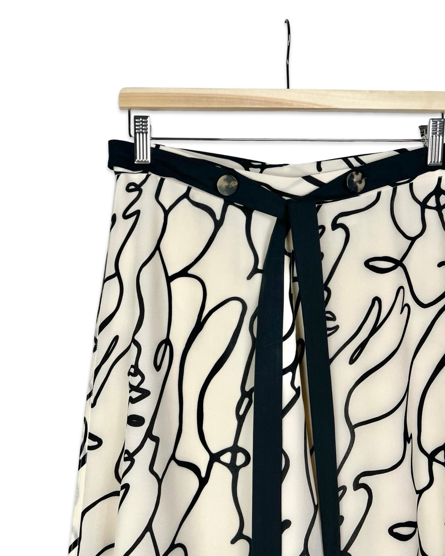 Zijden midirok met abstracte print - M