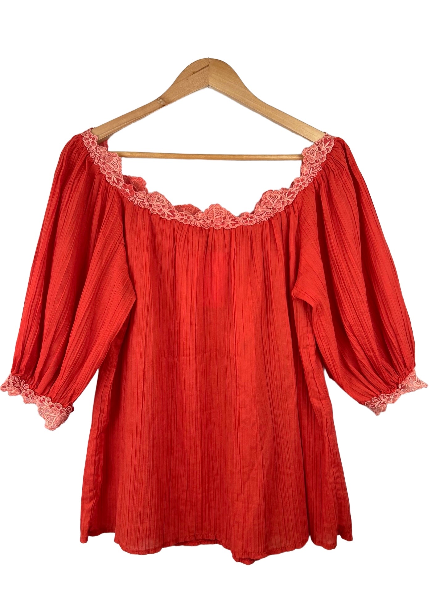 Bohemian vintage blouse met pofmouw - M/L