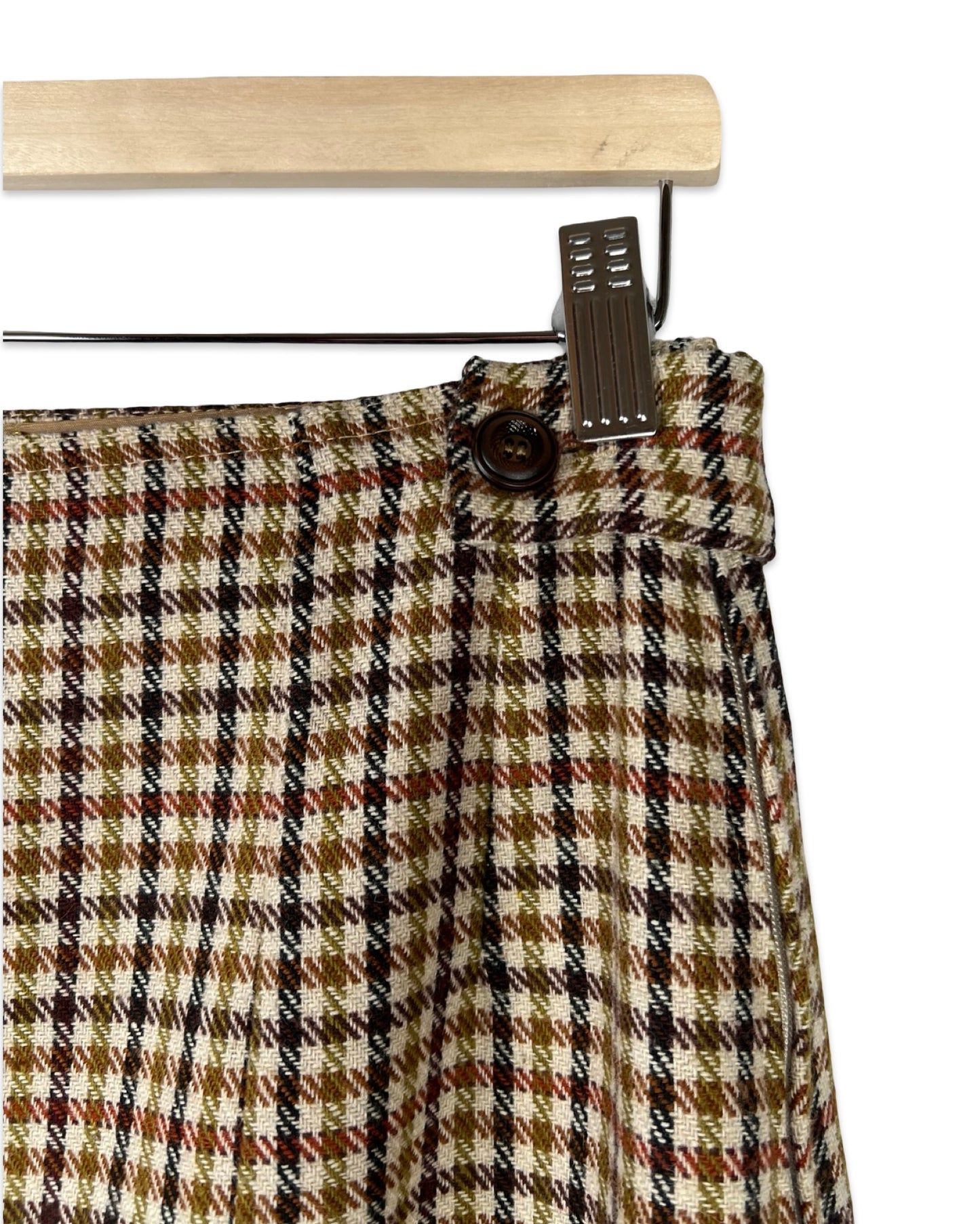 Vintage wollen rok met ruit - L