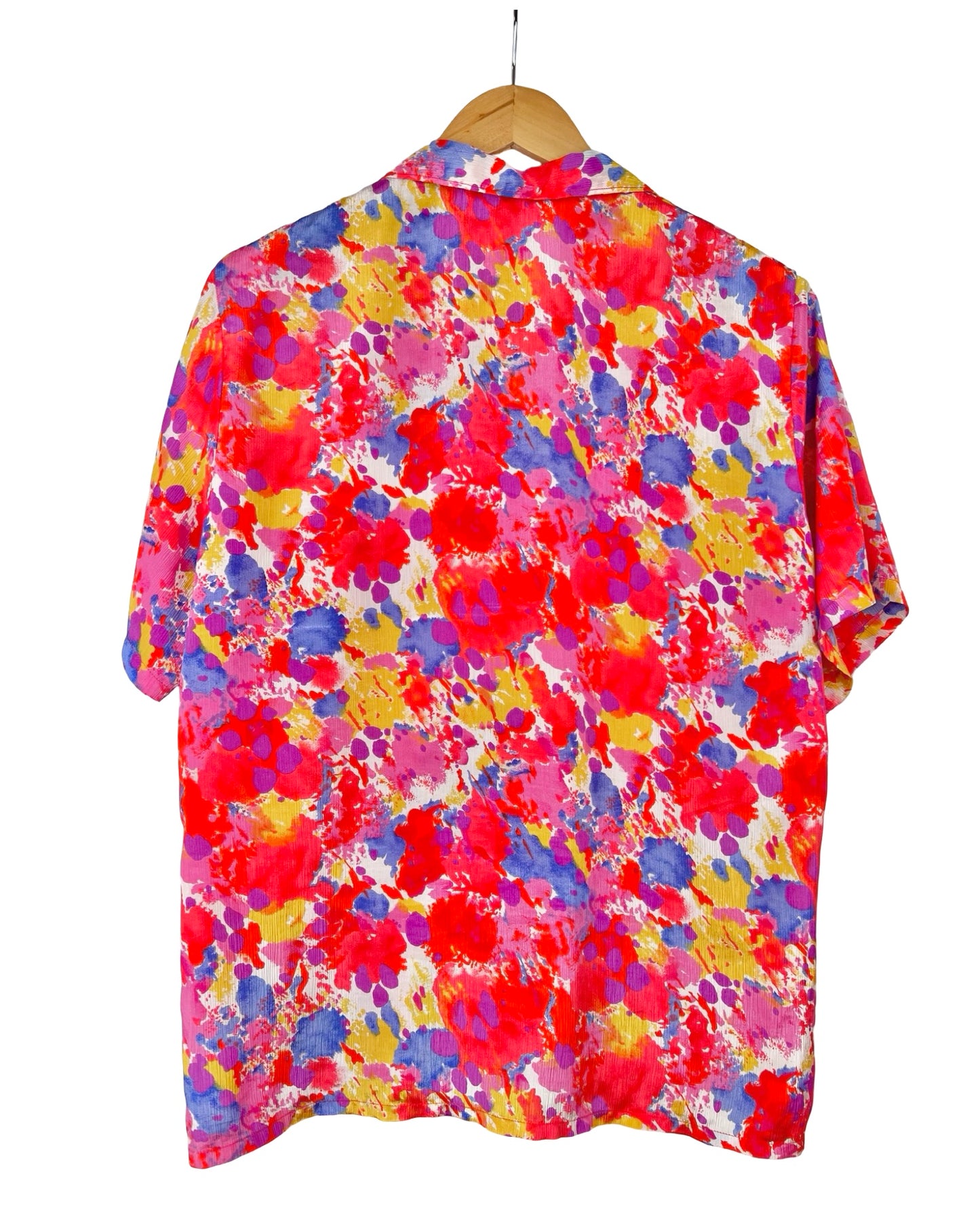 Vintage blouse met arty print - L