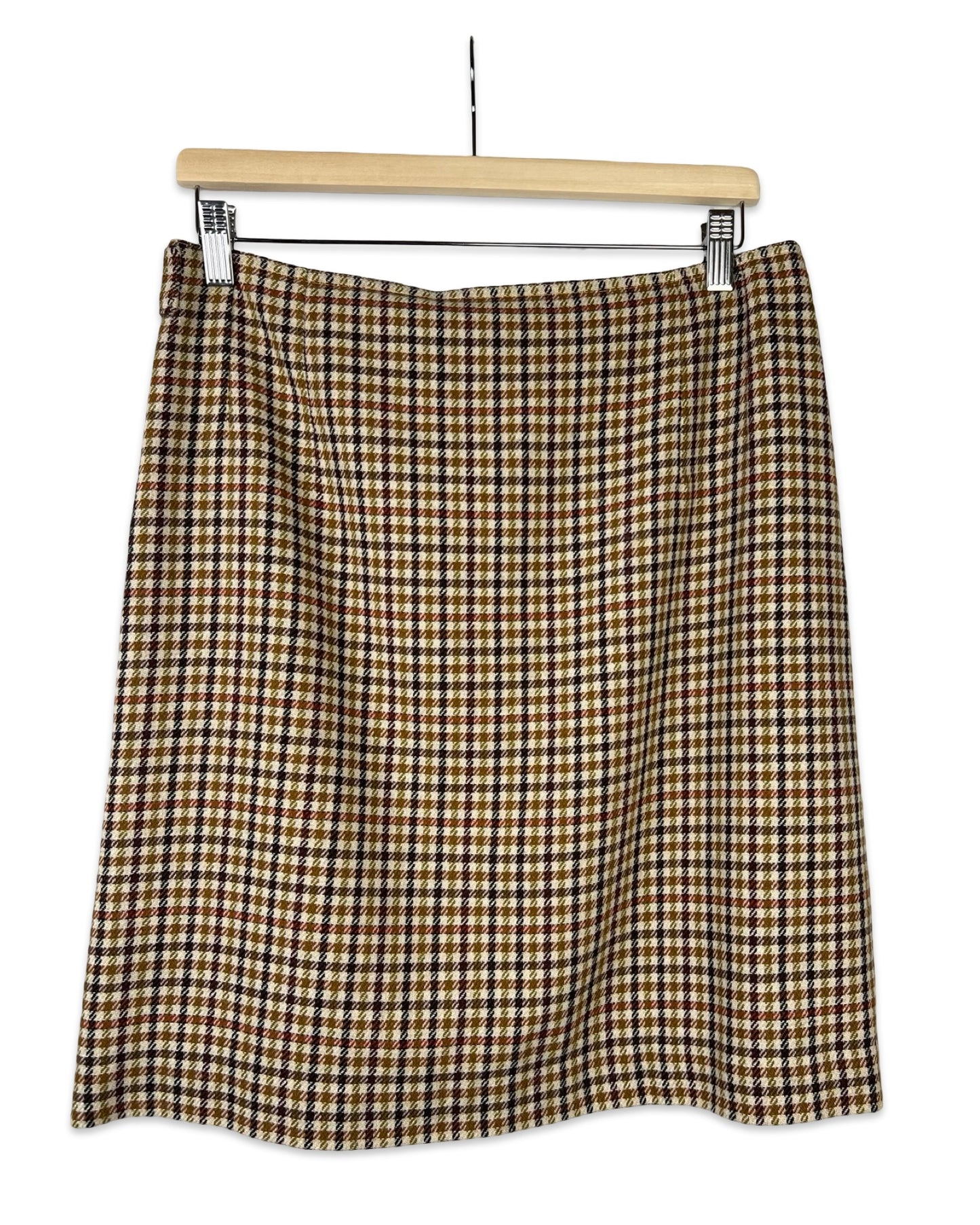 Vintage wollen rok met ruit - L
