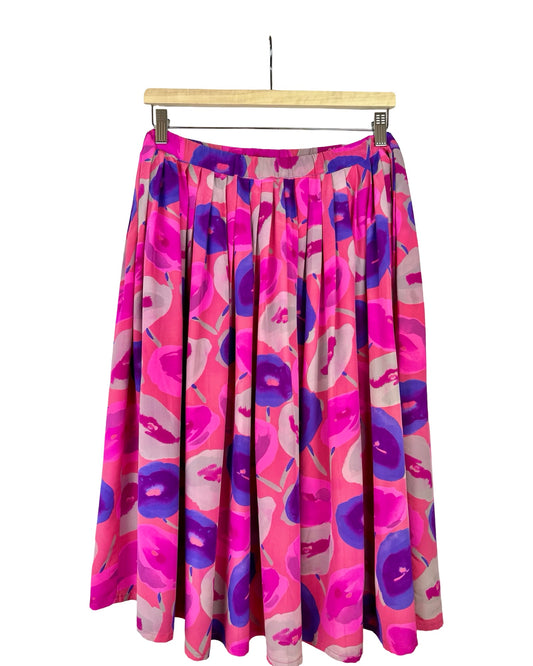 Vintage zijden rok met print - M/L
