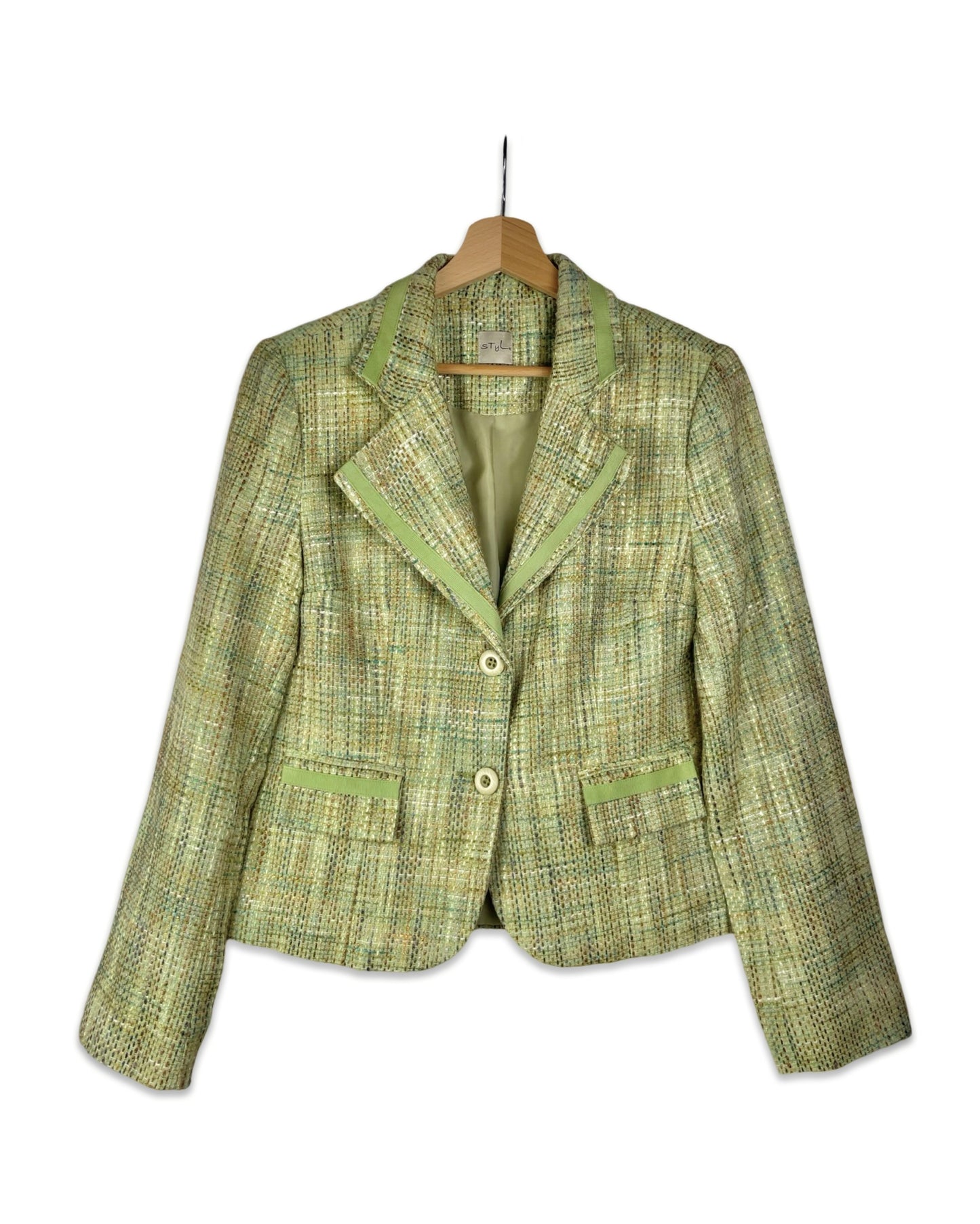 Groene tweed blazer - XS