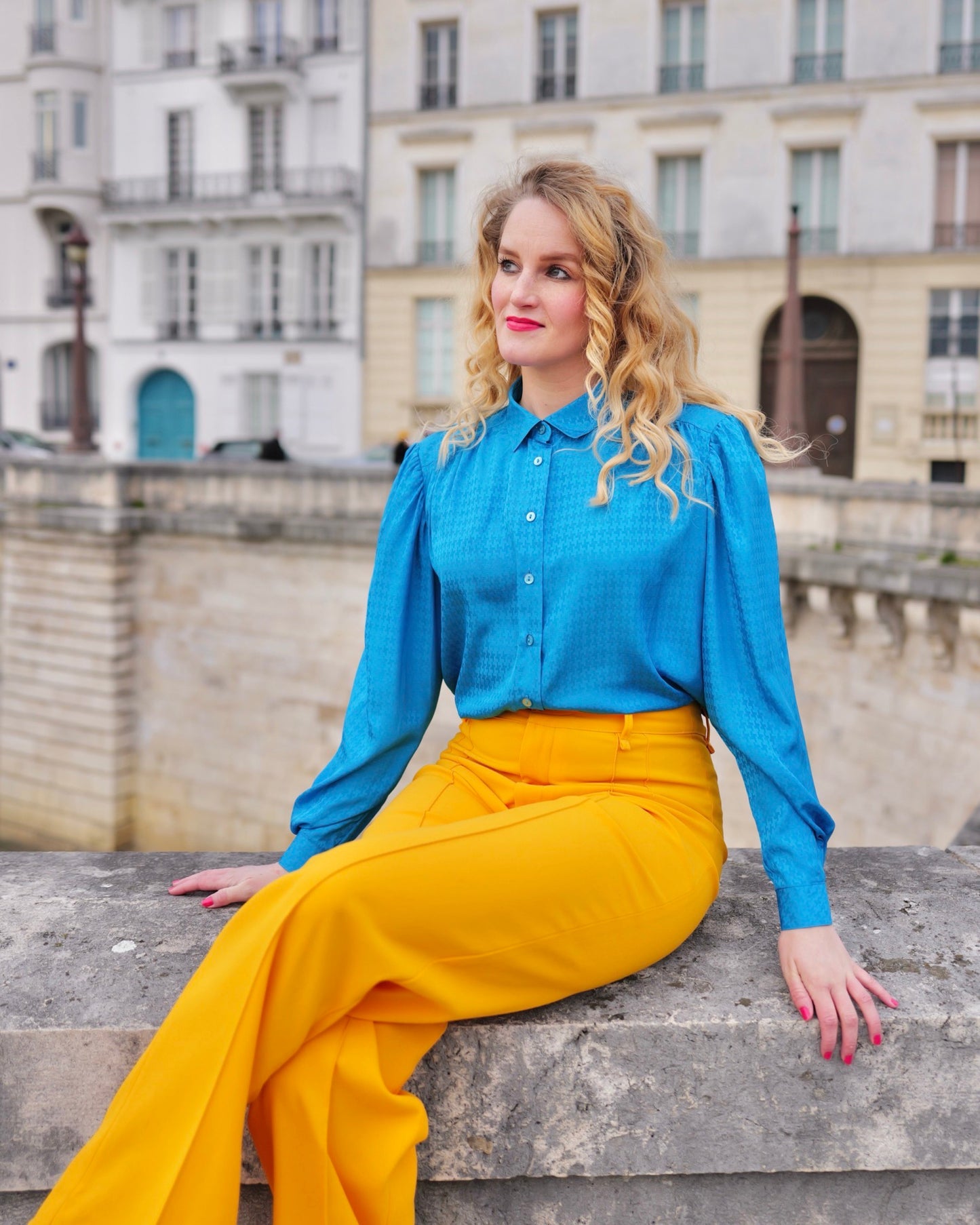 Vintage blouse met motief - XL