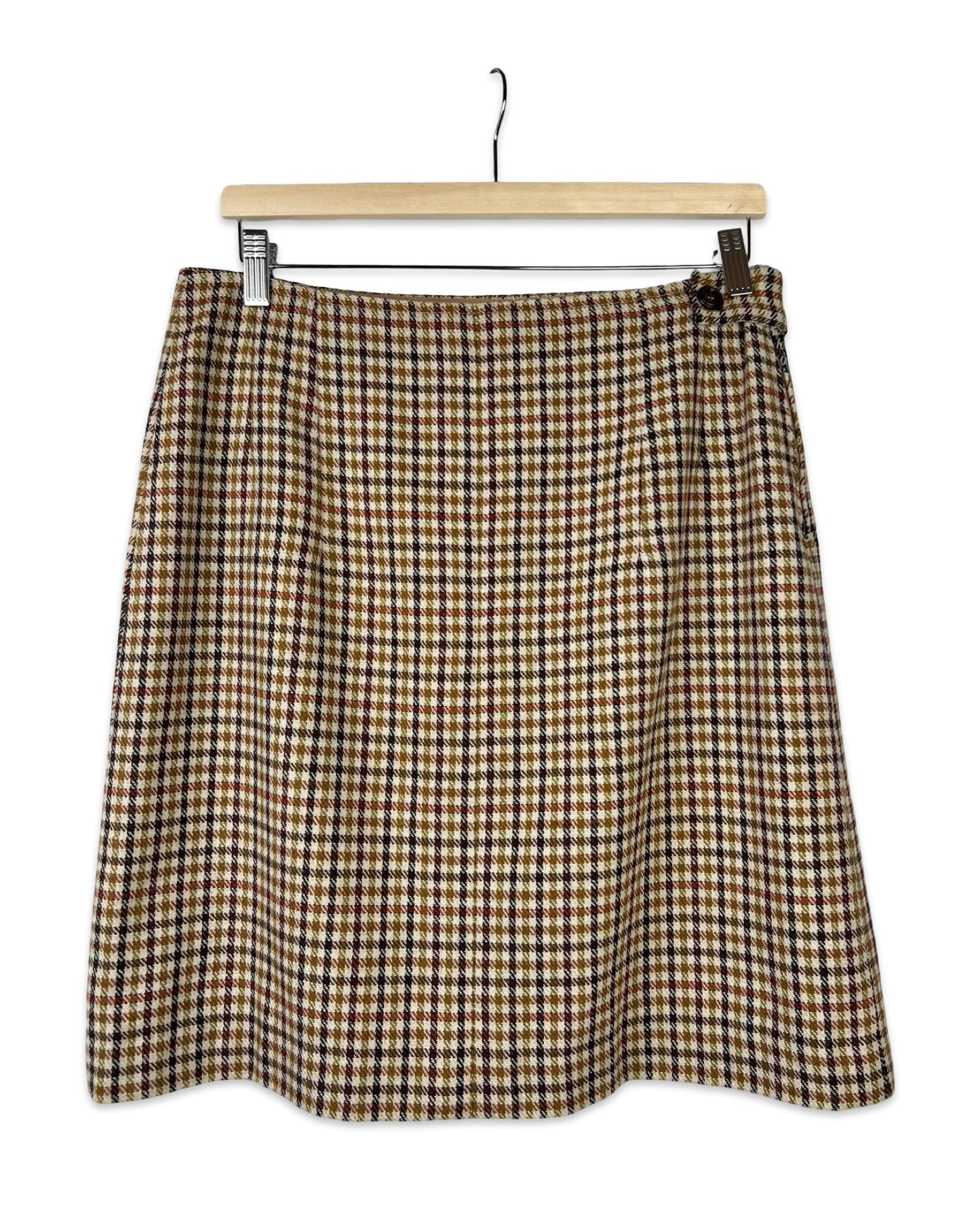 Vintage wollen rok met ruit - L