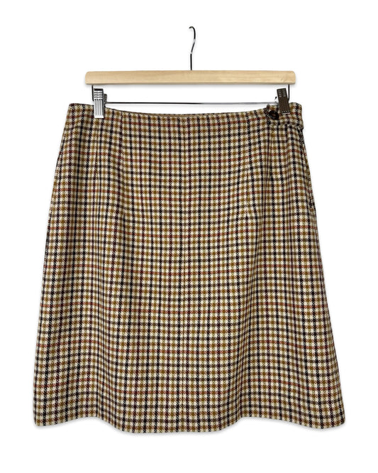 Vintage wollen rok met ruit - L