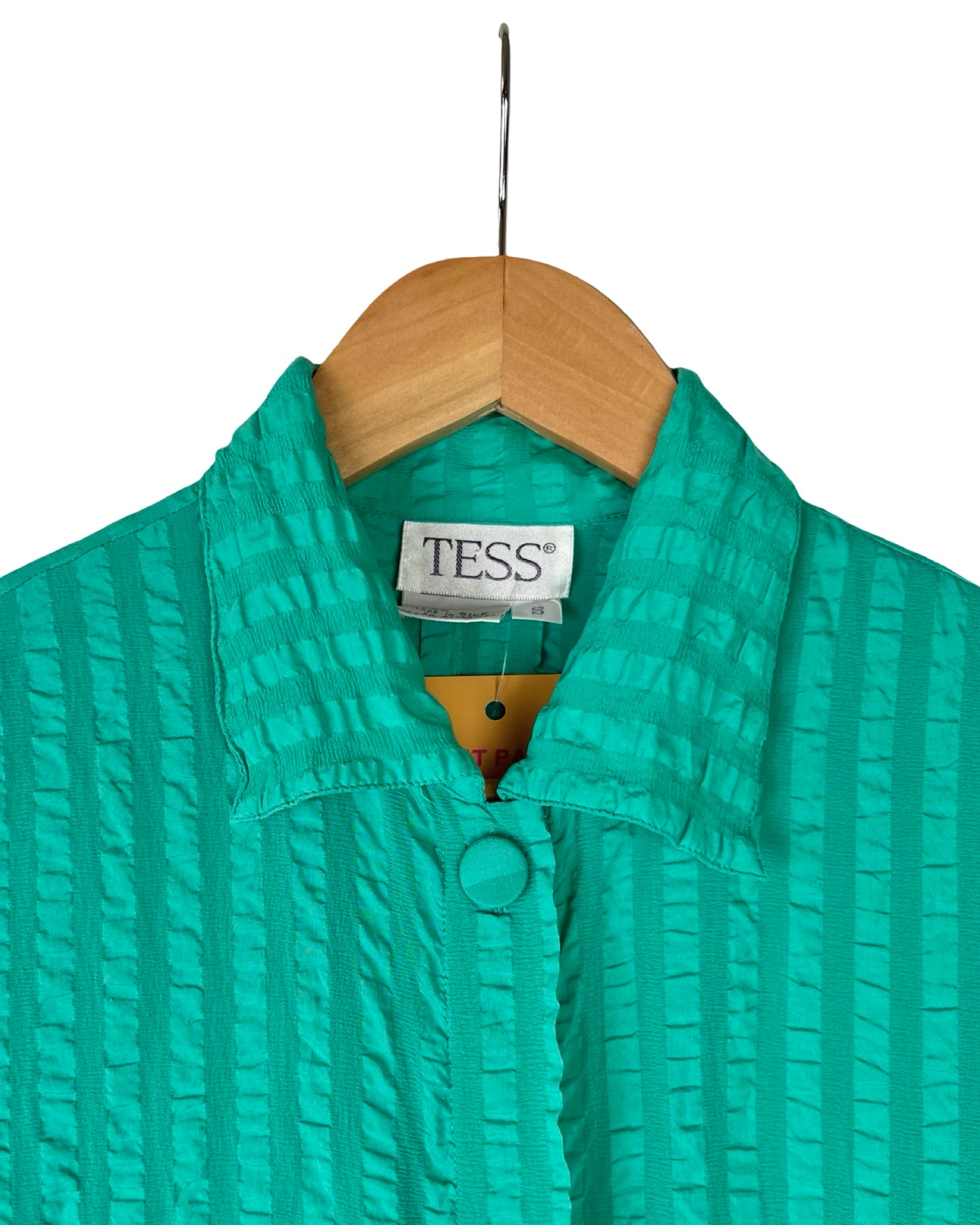 Turquoise zijden vintage blouse - S/M