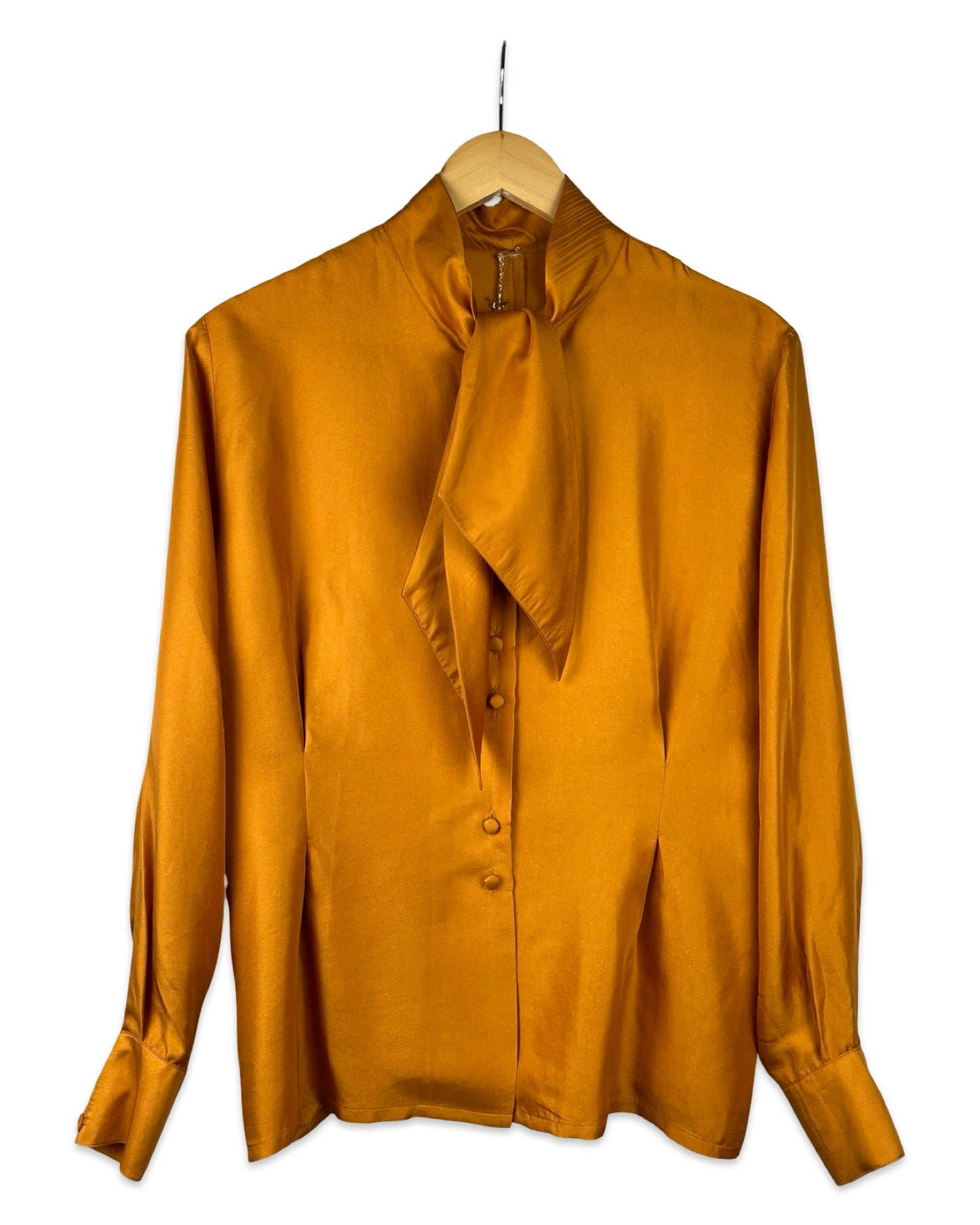 Gouden vintage zijden blouse - L