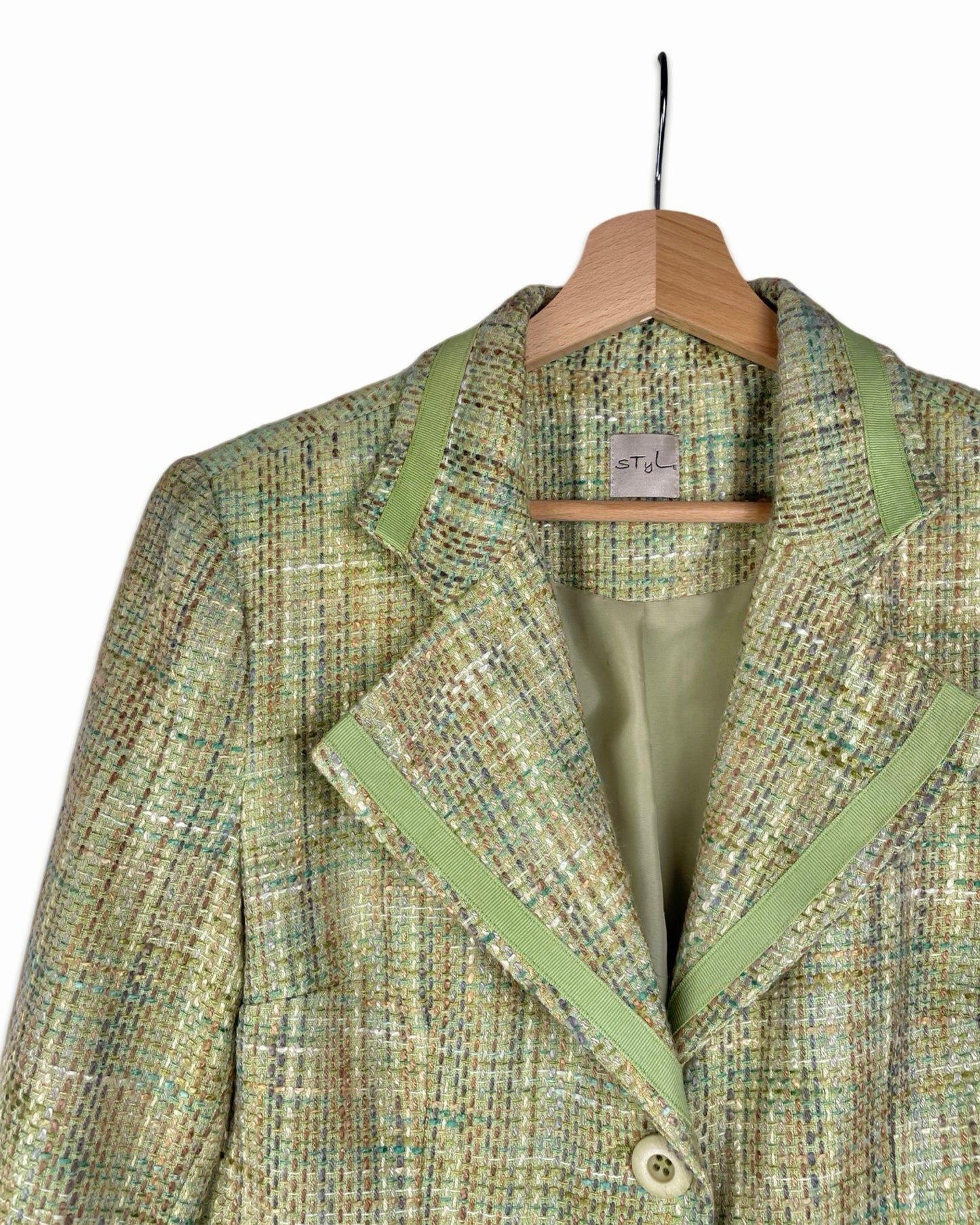 Groene tweed blazer - XS