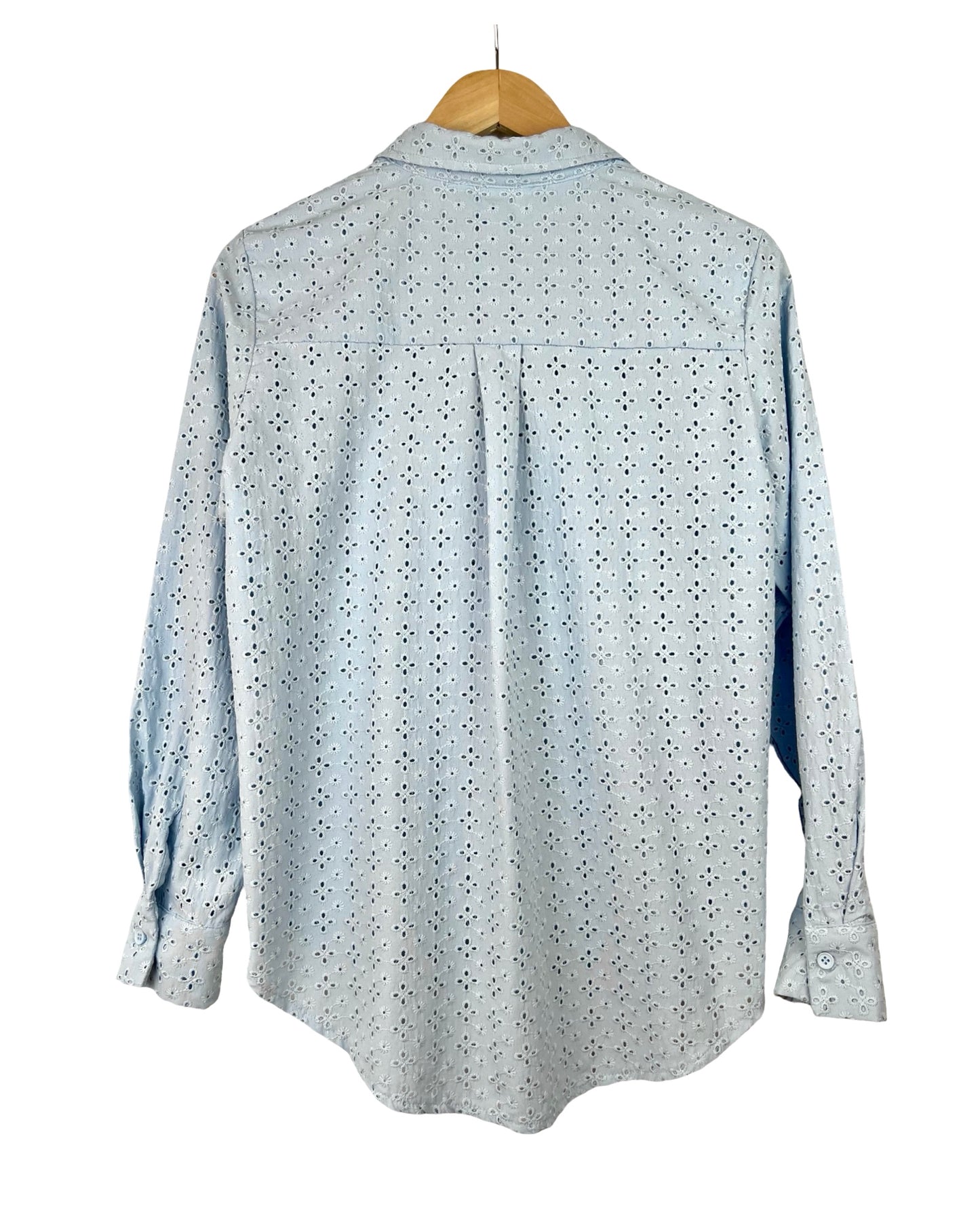 Babyblauwe broderie blouse - M