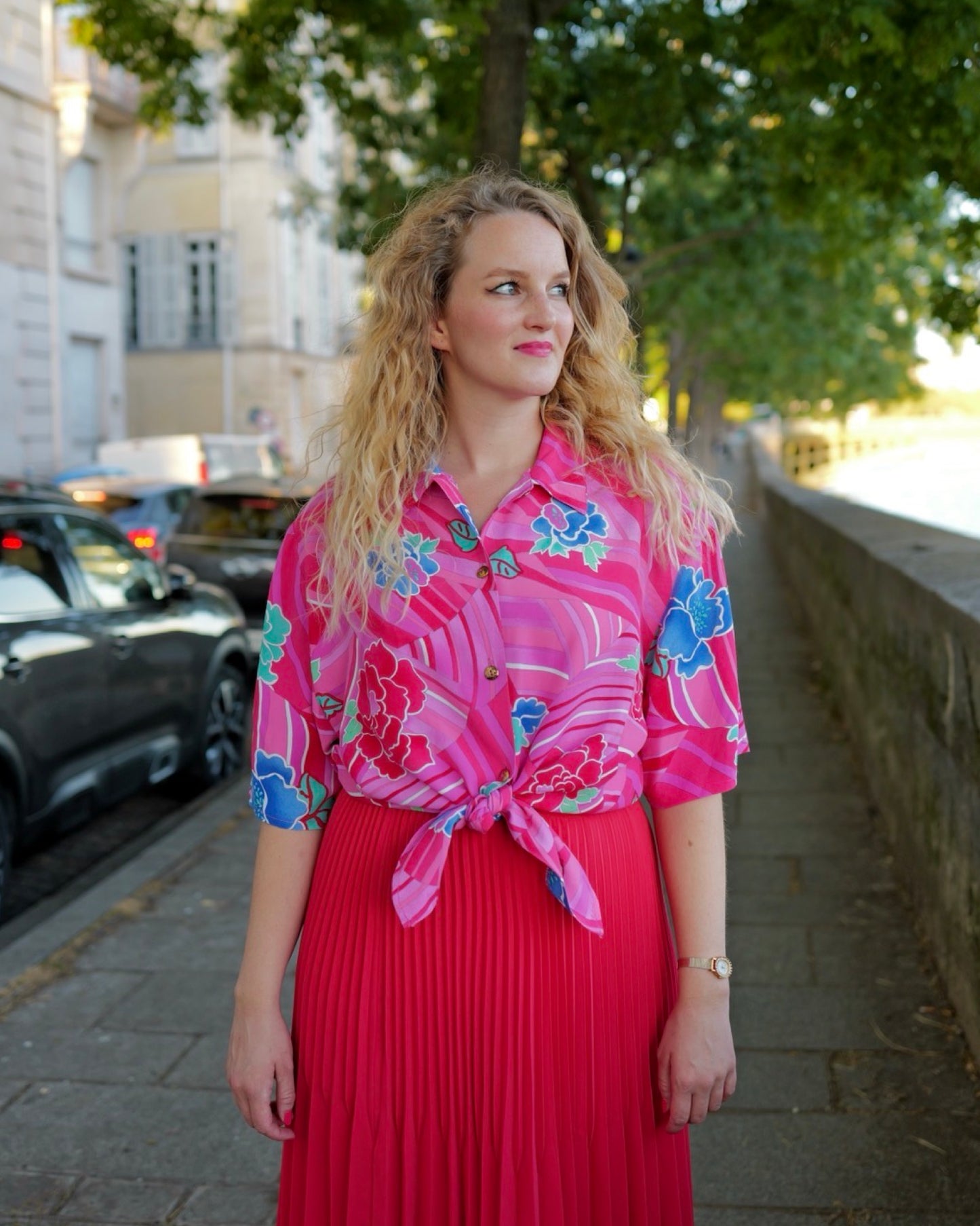 Vintage blouse met fantasie print - XL