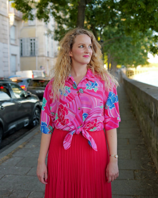 Vintage blouse met fantasie print - XL