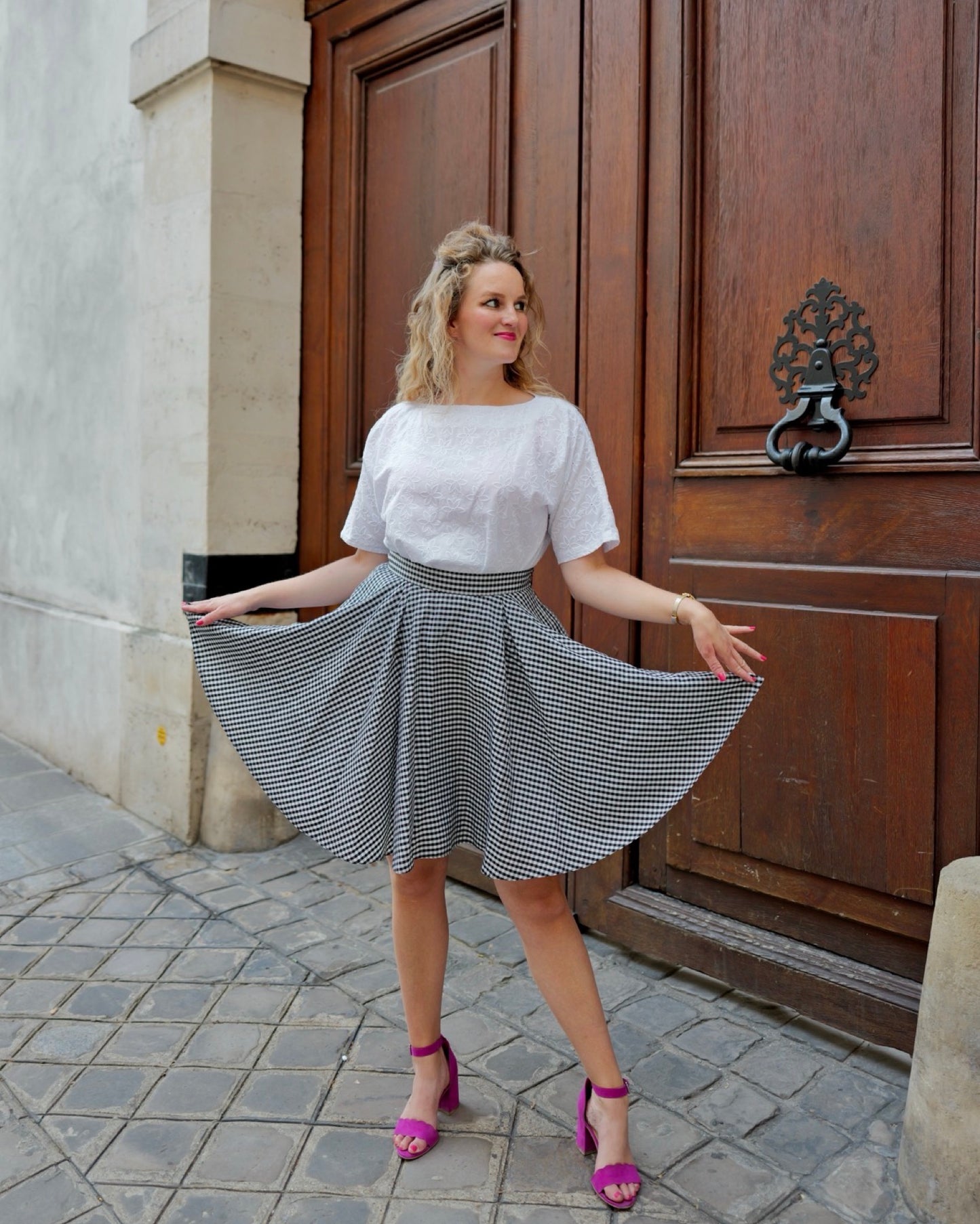 Brigitte Bardot zwierige gingham rok - M