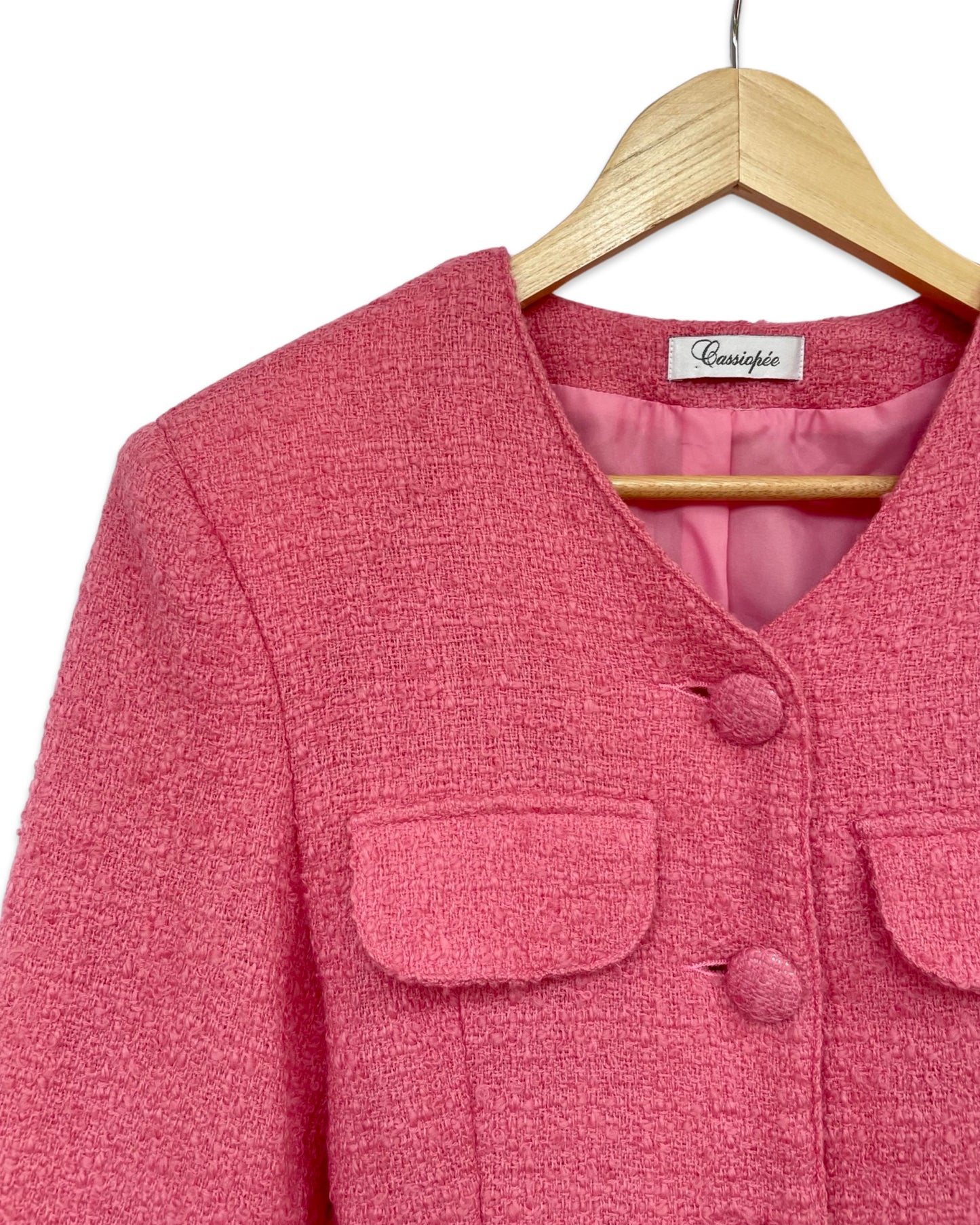 Roze bouclé blazer - S