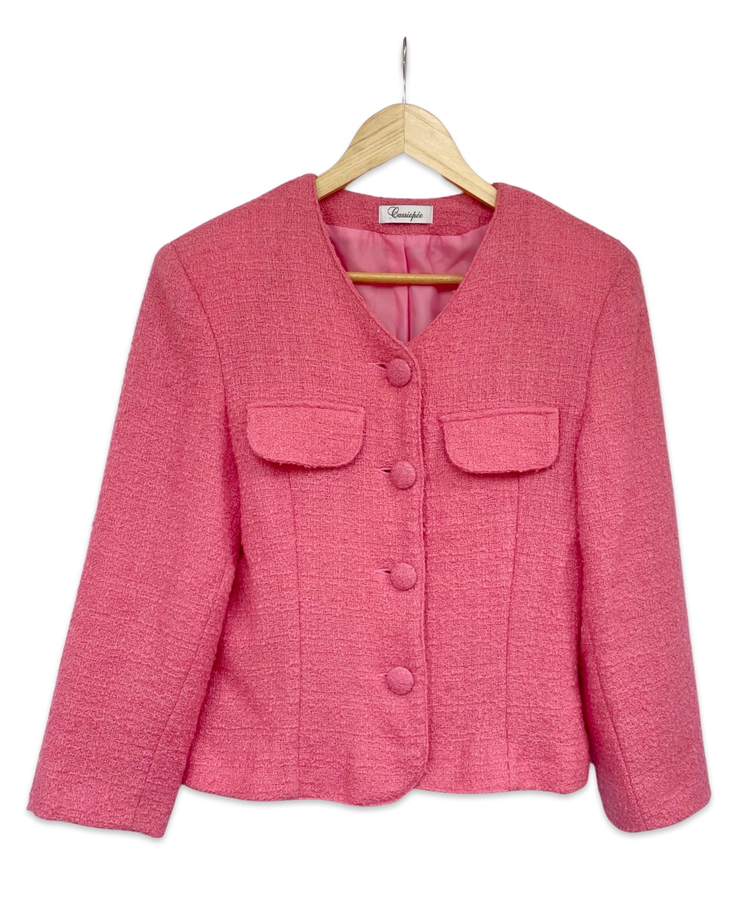 Roze bouclé blazer - S